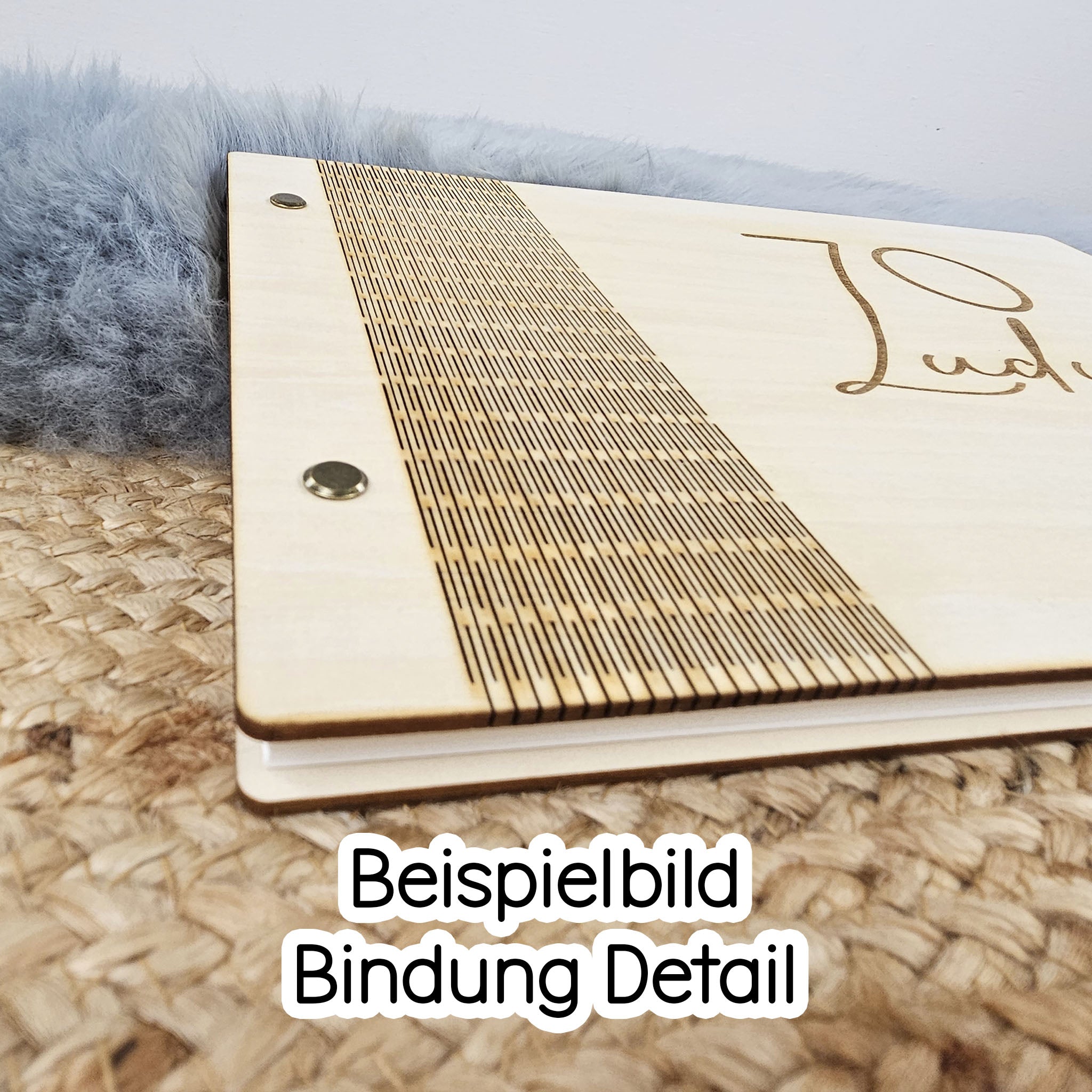 Personalisiertes Holz-Gästebuch Hochzeit mit Wunschmotiv, Farbe walnuss, Hochzeitsgästebuch, Holzbuch