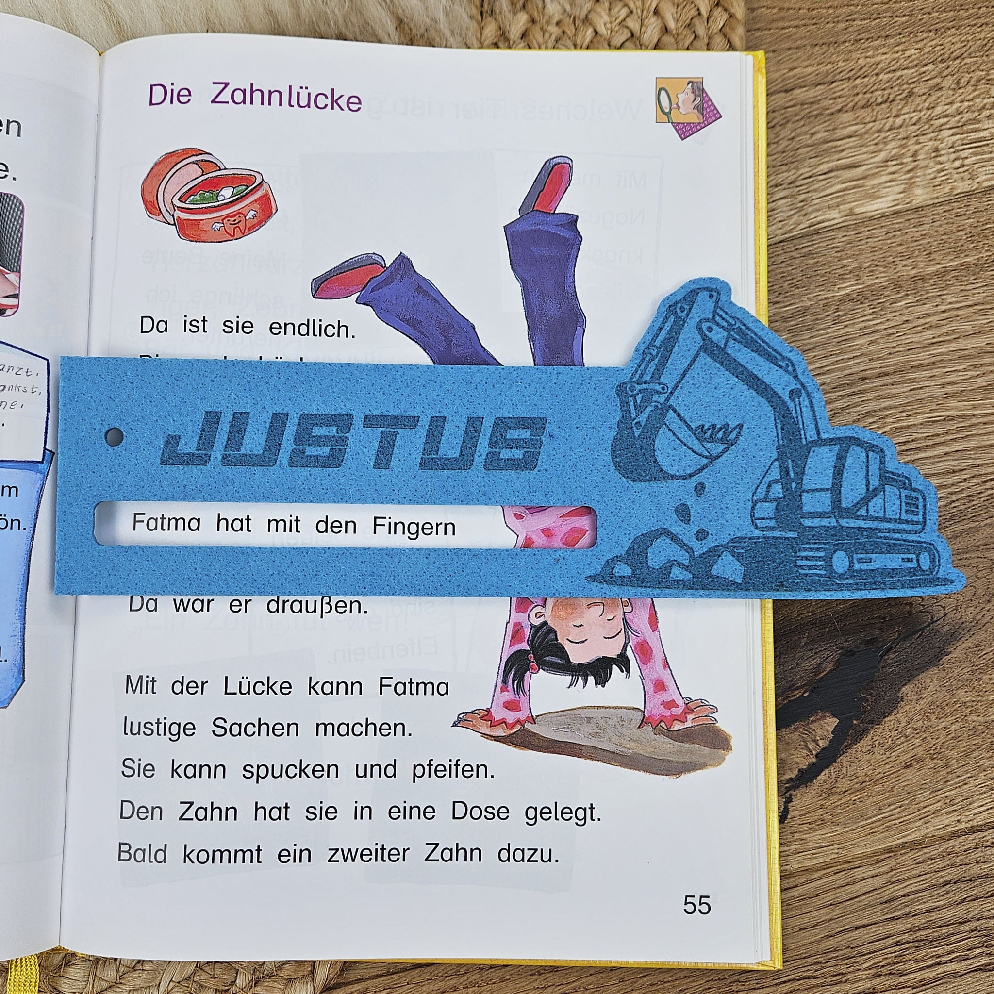 Personalisierte Lesehilfe "Bagger" für Leseanfänger zum Schulstart, Einschulung, Schultüte, Schulanfang Grundschule