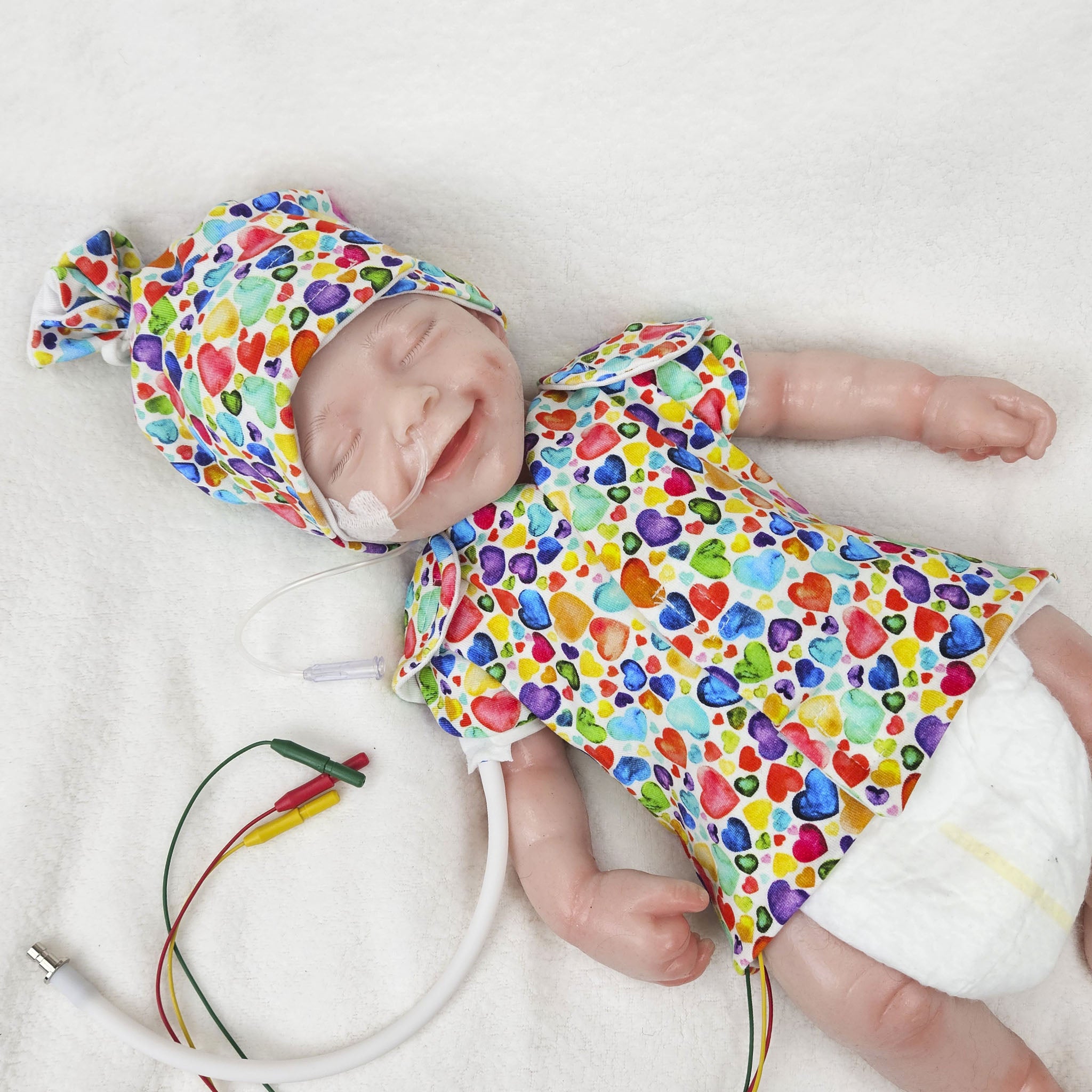 Adaptives Frühchen Shirt/Bodywrap "Regenbogen Herzen"