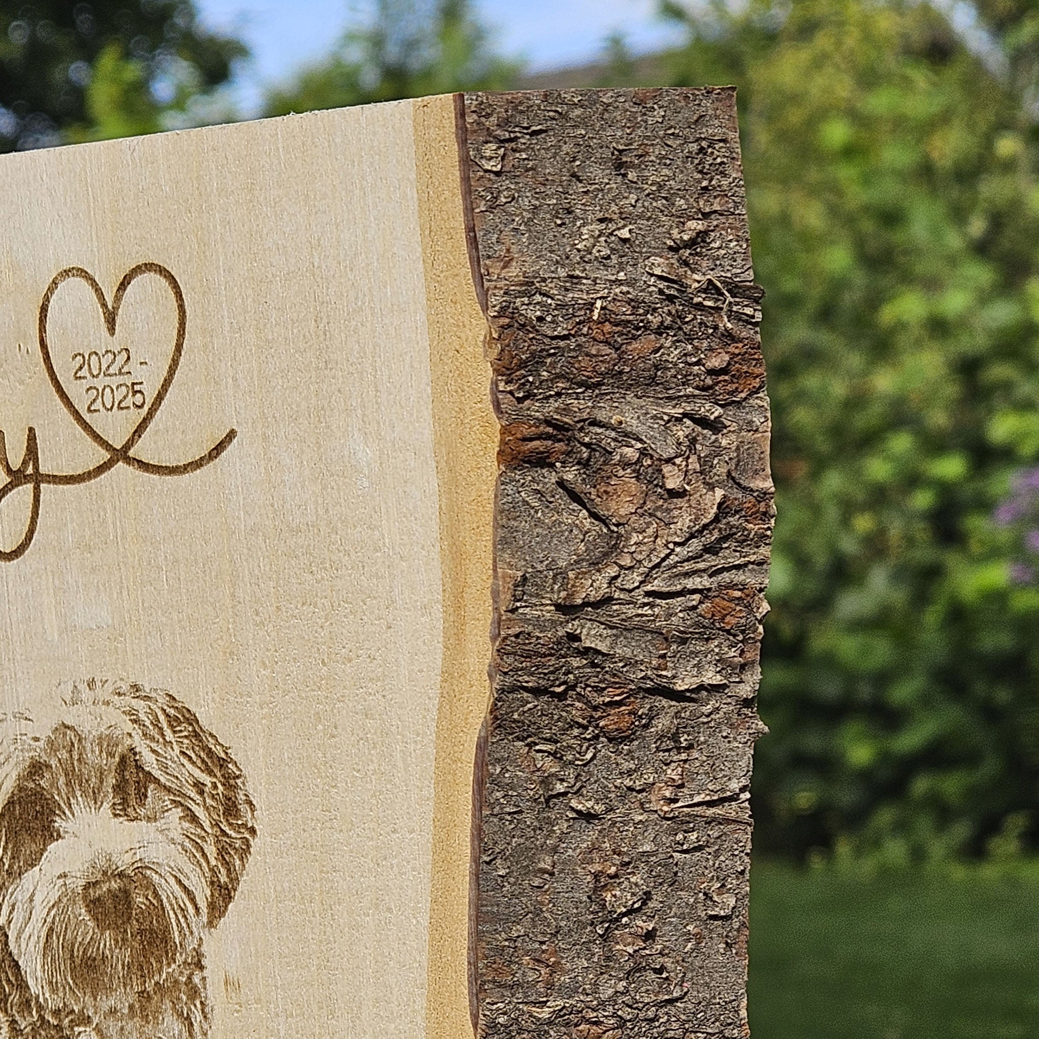 Personalisiertes Fotogravur Holzbild Haustier Erinnerung, Hund, Katze, Pferd & Co., Foto Erinnerung Haustier memorial