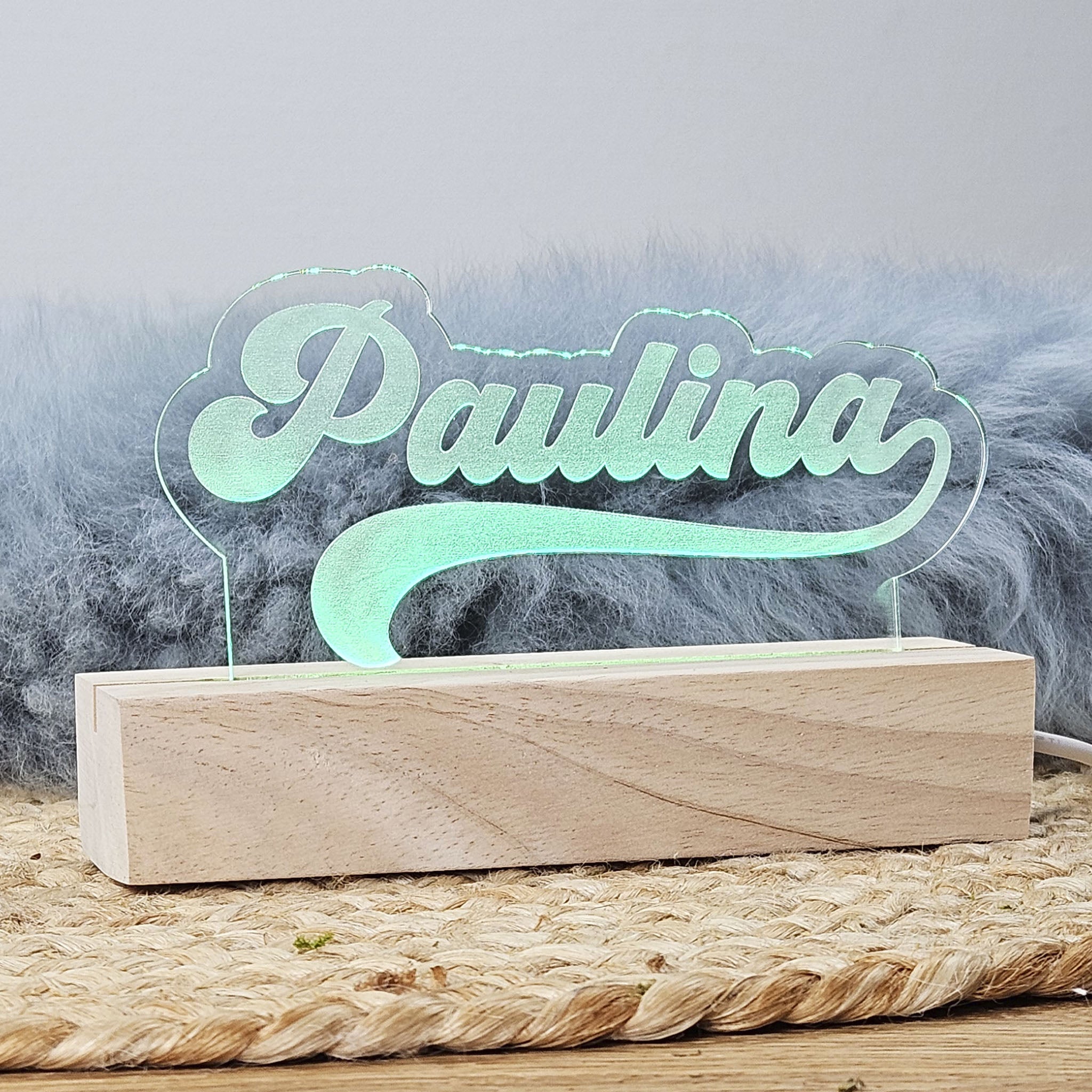 Personalisiertes Nachtlicht, 7 Farben und 2 Farbwechsel-Modi, LED Lampe mit Wunschname personalisiert, Nachtlampe