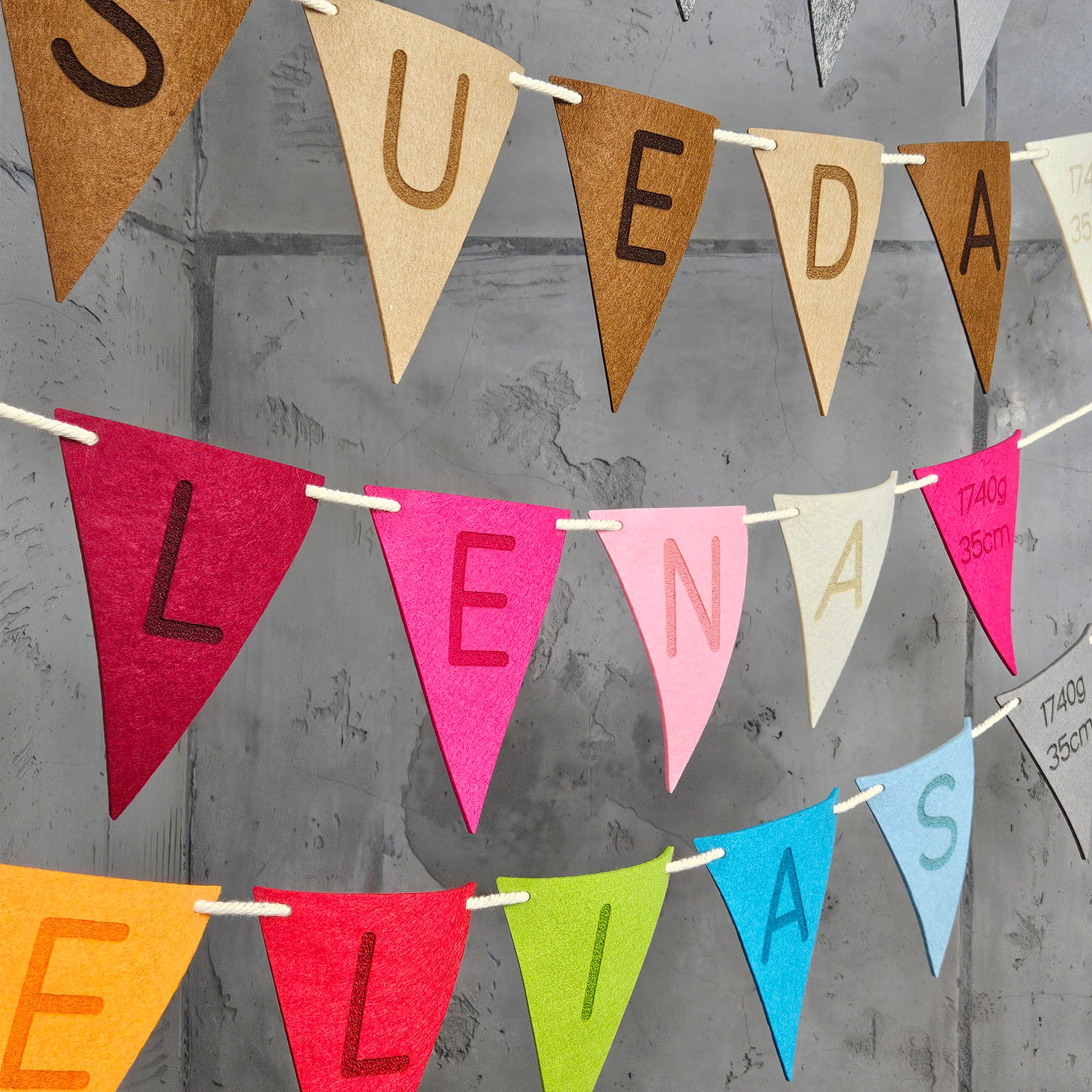 Personalisierte Wimpelkette, Girlande - Wimpel aus Filz, Farbwahl
