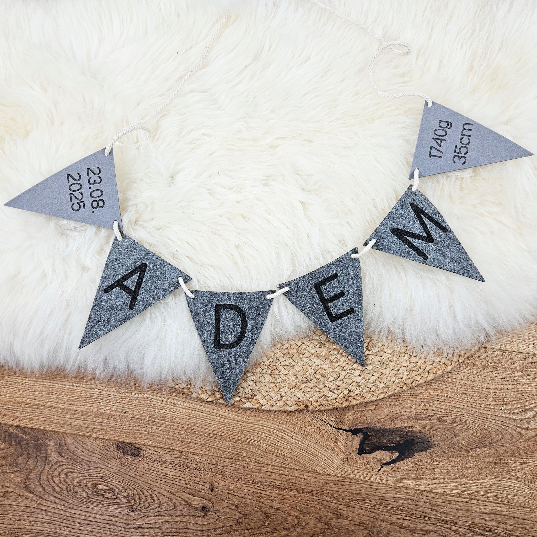 Personalisierte Wimpelkette, Girlande - Wimpel aus Filz, Farbwahl