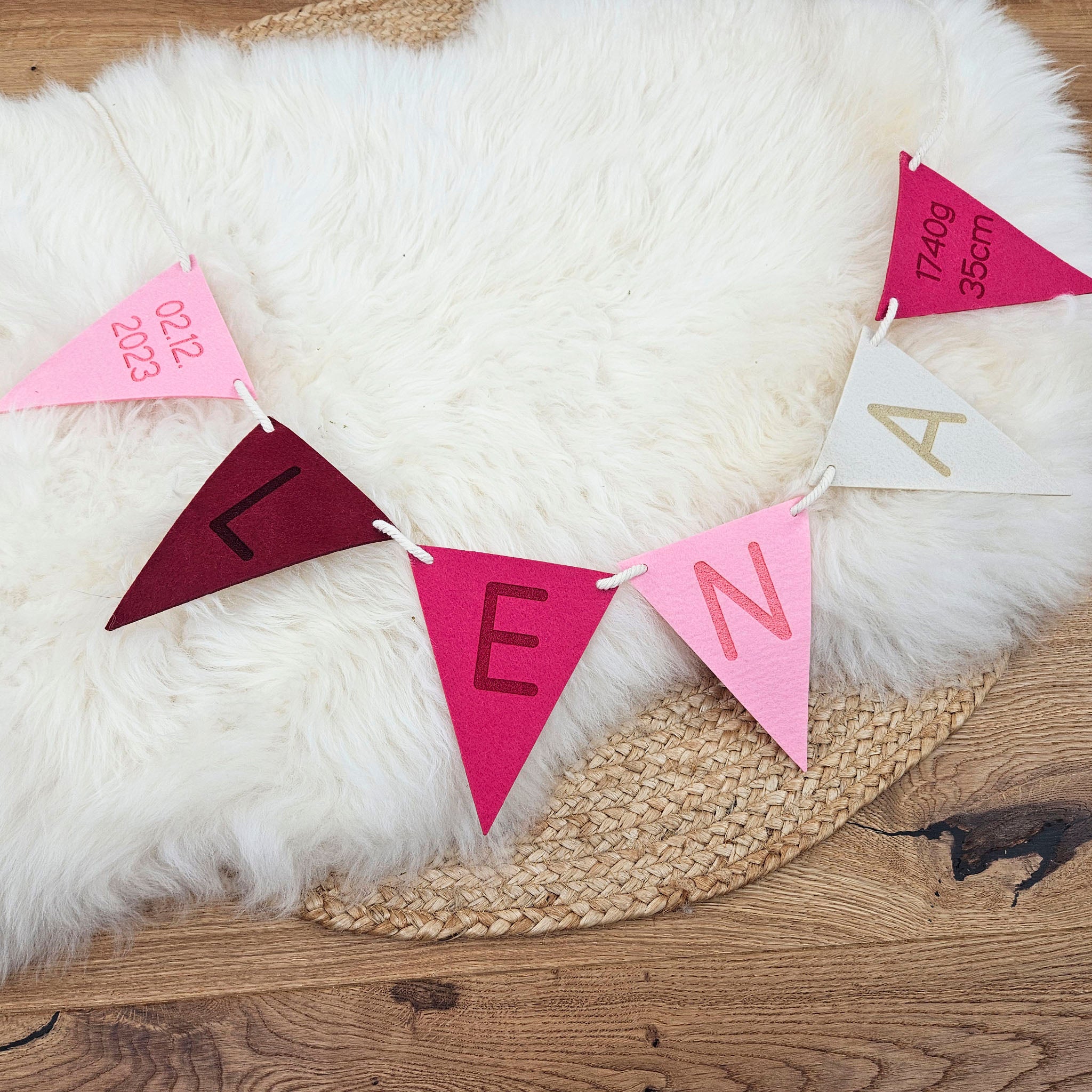 Personalisierte Wimpelkette, Girlande - Wimpel aus Filz, Farbwahl