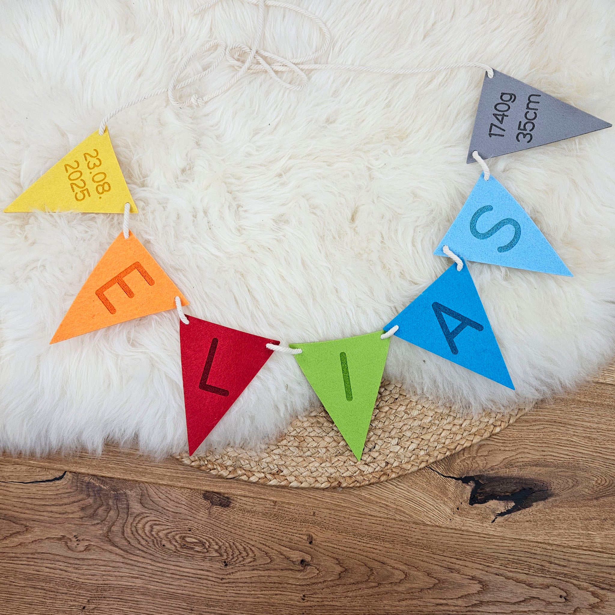 Personalisierte Wimpelkette, Girlande - Wimpel aus Filz, Farbwahl