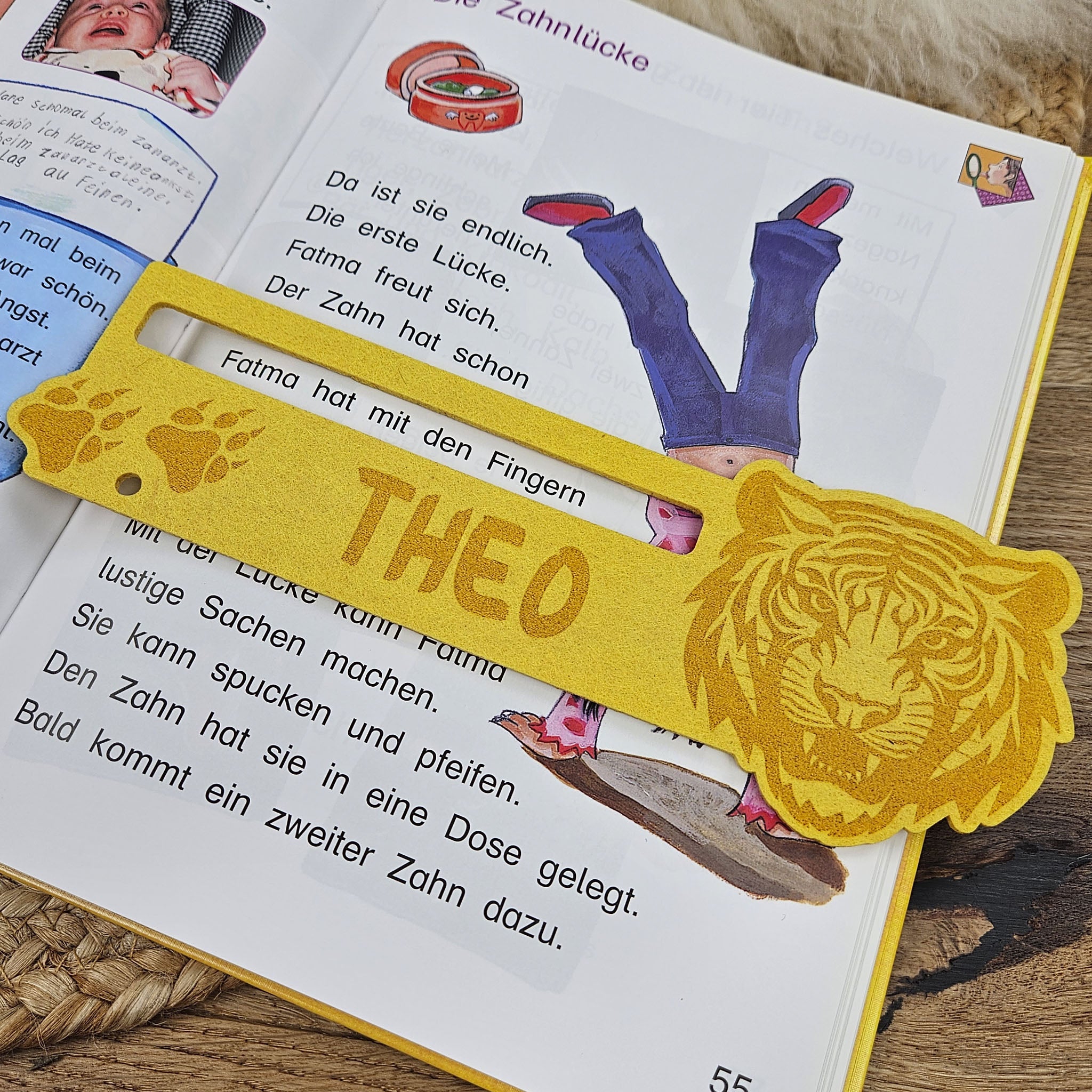 Personalisierte Lesehilfe "Tiger" für Leseanfänger zum Schulstart, Einschulung, Schultüte, Schulanfang Grundschule