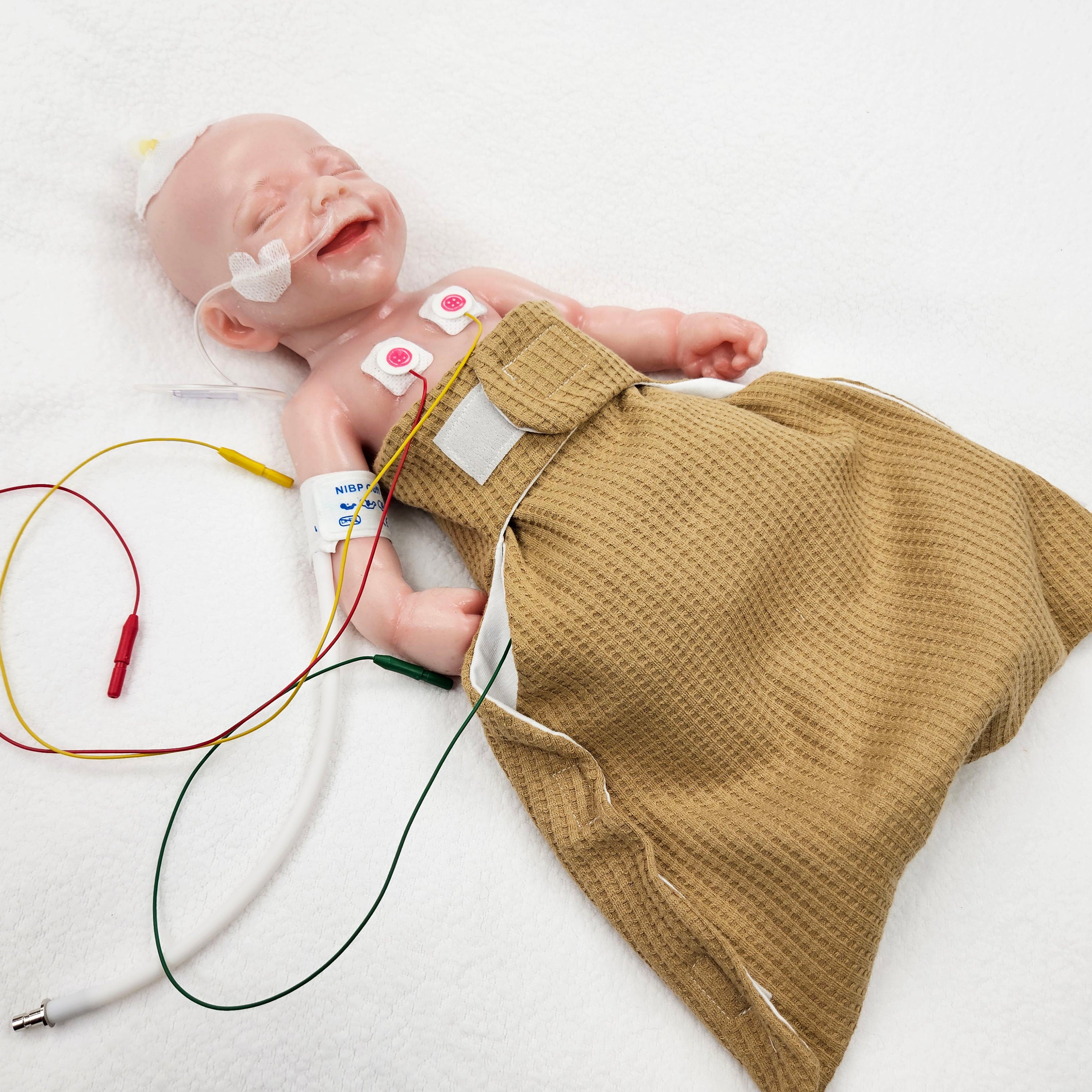 Adaptiver Frühchen Strampelsack/"Pucksack" uni senf, Waffelpique