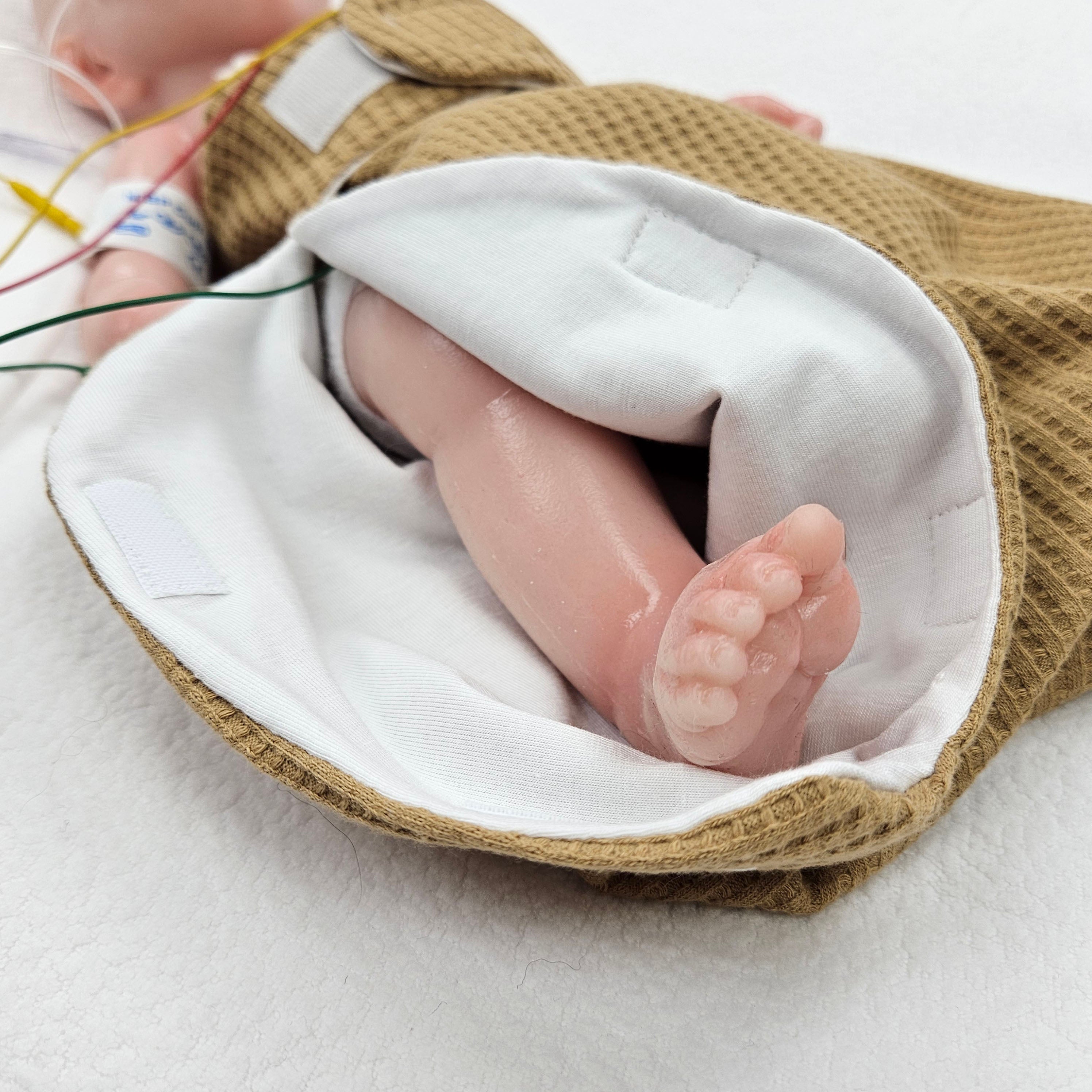 Adaptiver Frühchen Strampelsack/"Pucksack" uni senf, Waffelpique