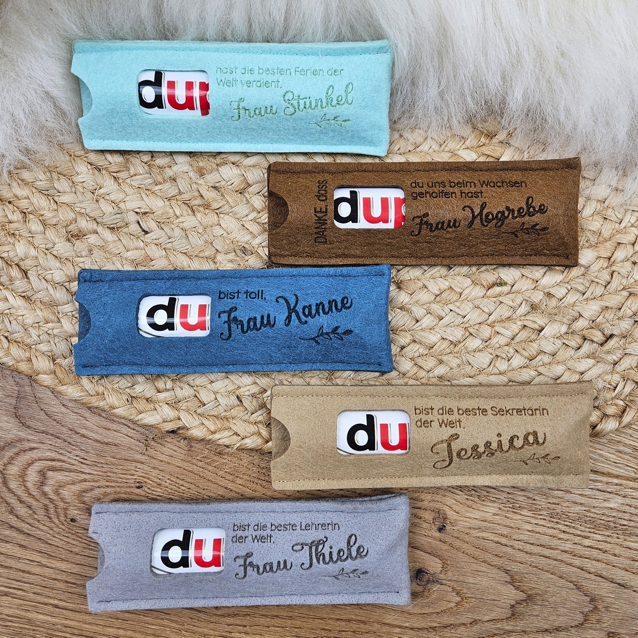 Personalisierte Duplo® Geschenkverpackung, Lehrerin, Erzieherin & Co., Duplohülle, Banderole für Schokoriegel