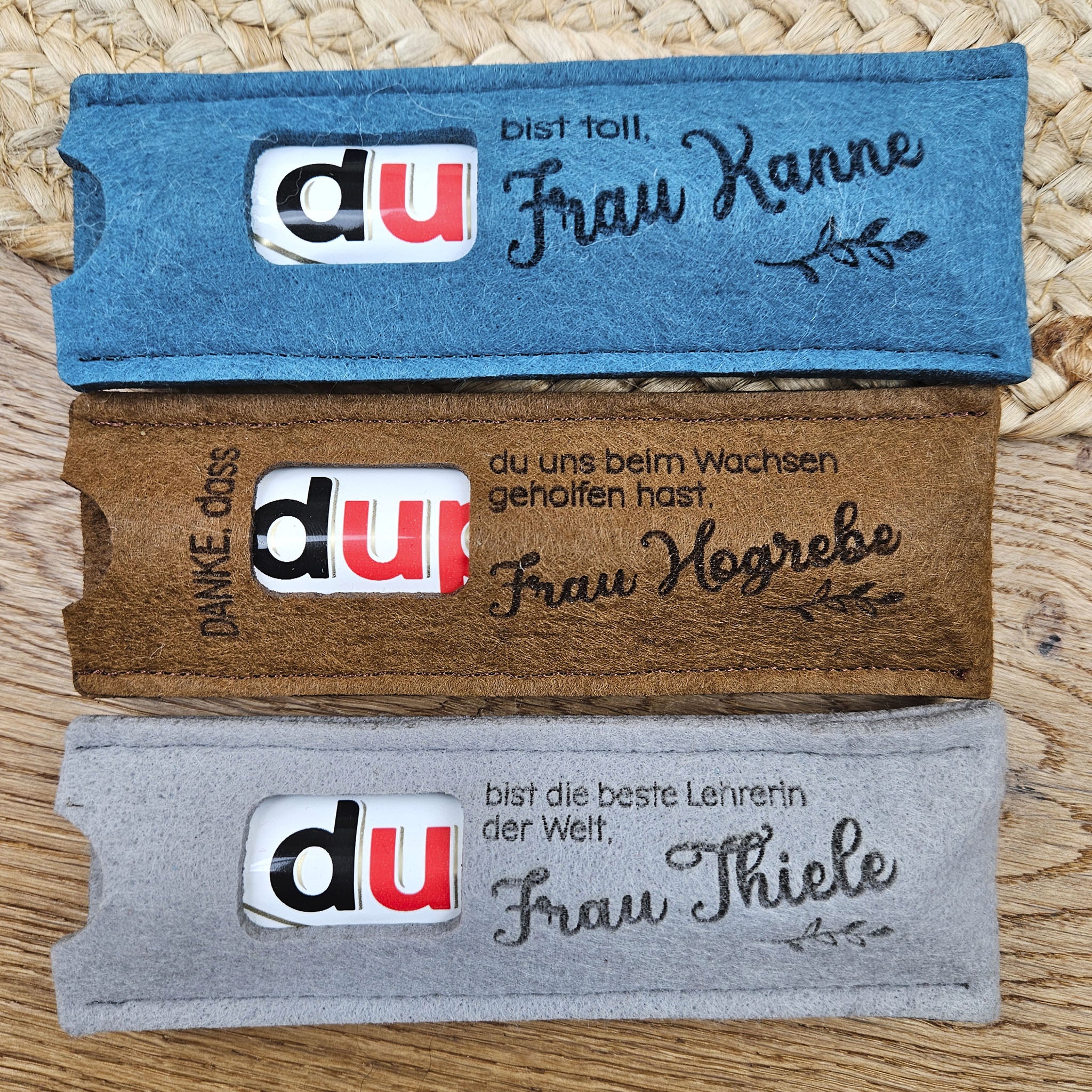 Personalisierte Duplo® Geschenkverpackung, Lehrerin, Erzieherin & Co., Duplohülle, Banderole für Schokoriegel