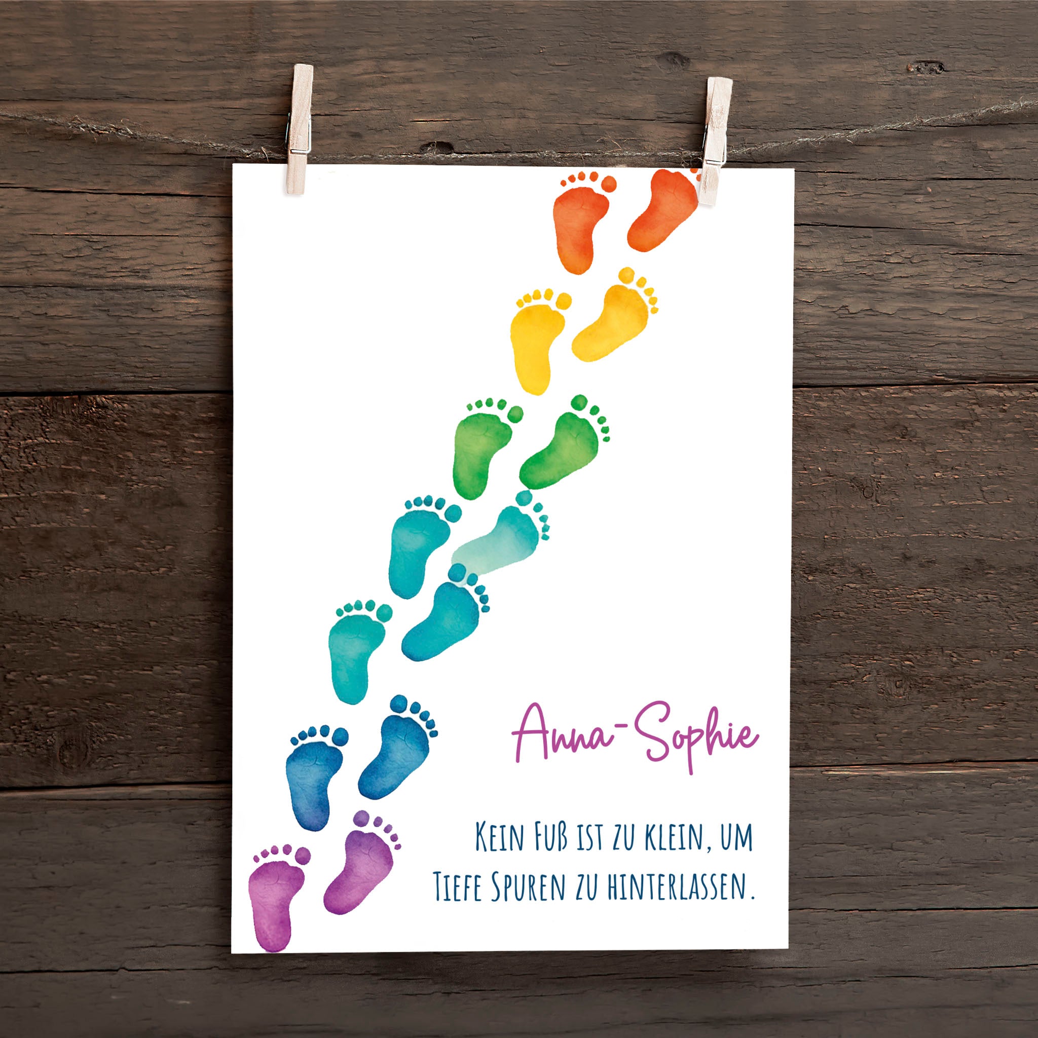 Personalisierte Karte Sternenkind "kein Fuß ist zu klein, um tiefe Spuren zu hinterlassen" Kondolenzkarte / Trauerkarte / Beileidskarte Fehlgeburt Wunschname