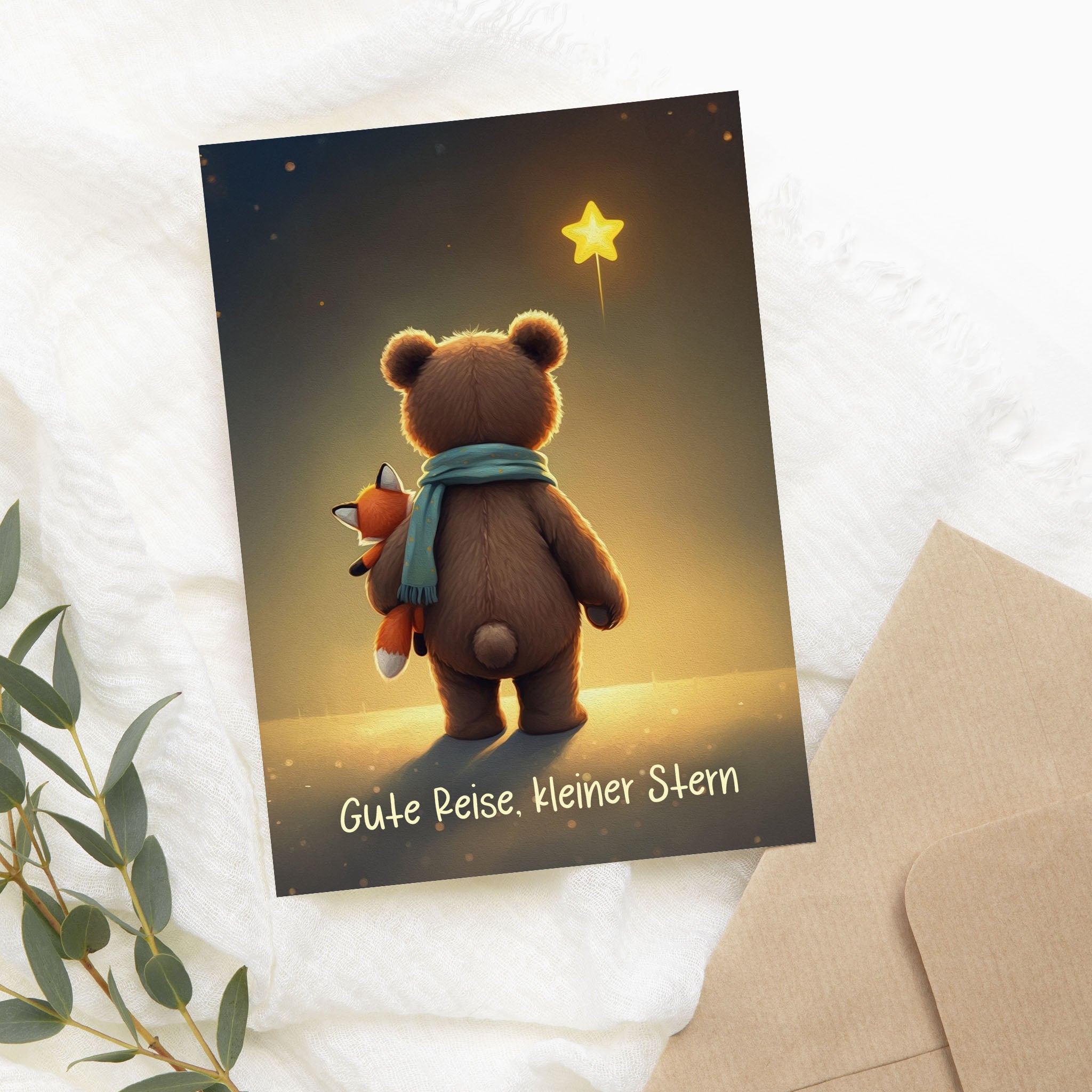 Karte Sternenkind "Gute Reise, kleiner Stern" Kondolenzkarte / Trauerkarte / Beileidskarte Fehlgeburt Totgeburt Sternenkind