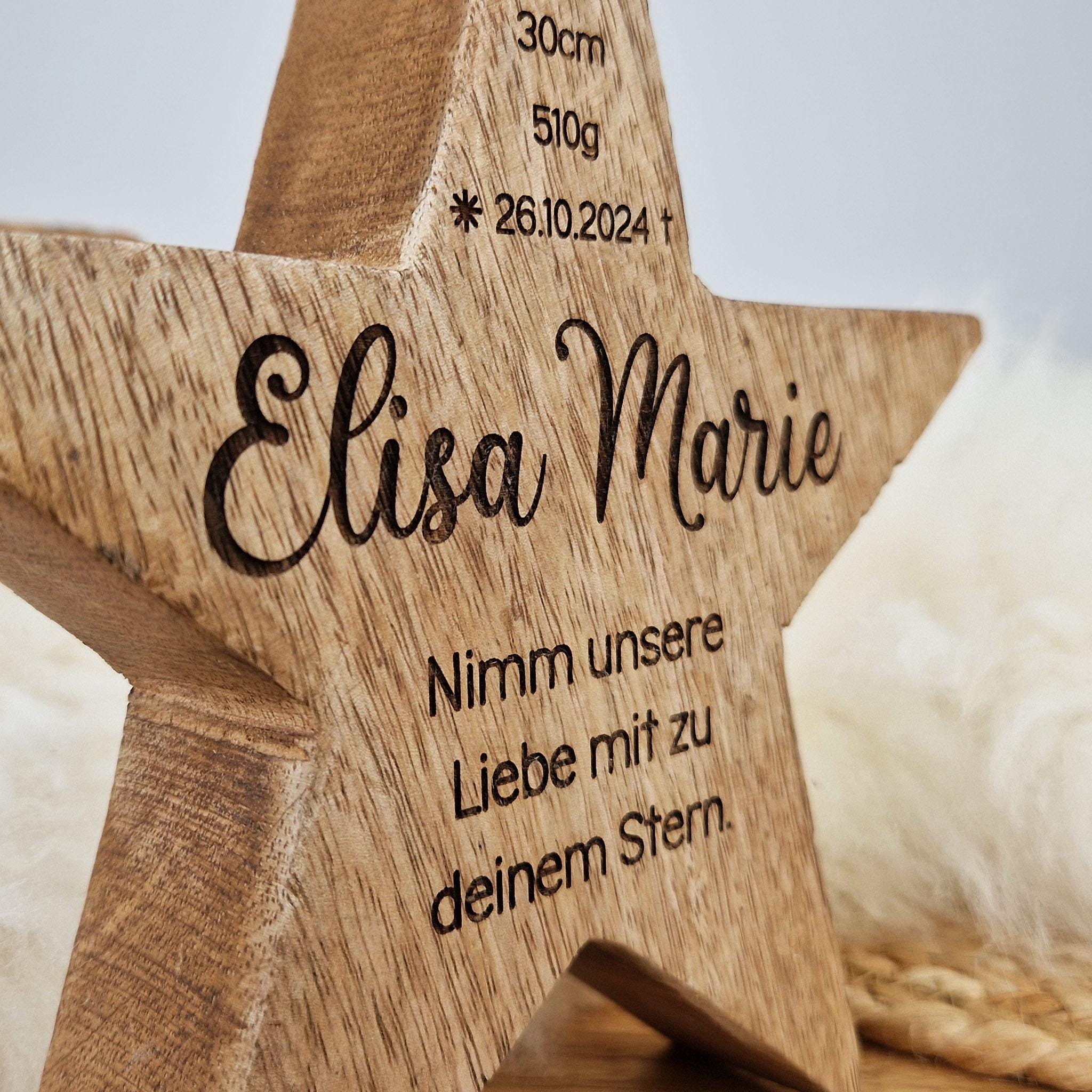 Großer personalisierter Holz Stern, Sternenkind Geschenk, Kondolenz, Anteilnahme, personalisiertes Geschenk, Frühchen, Geschenk Geburt