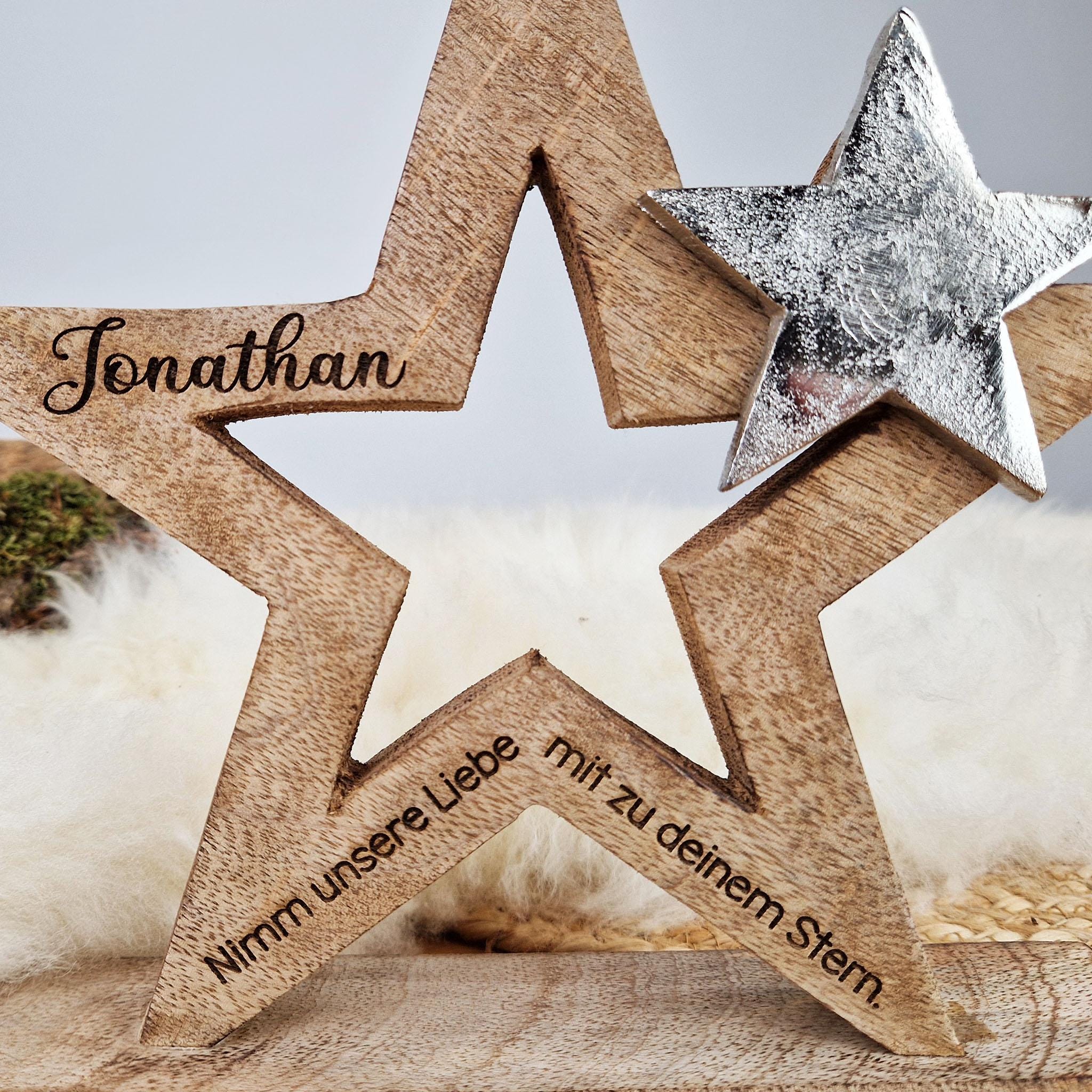 Großer personalisierter Holz Stern, Sternenkind Geschenk, Kondolenz, Anteilnahme, personalisiertes Geschenk, Frühchen, Geschenk Geburt