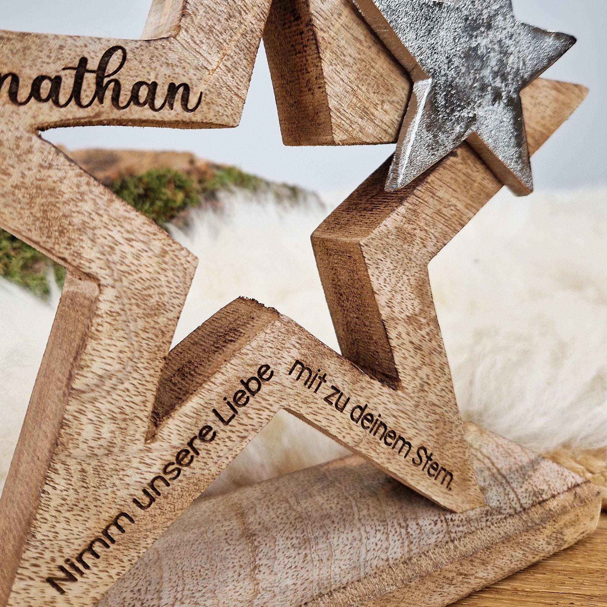 Großer personalisierter Holz Stern, Sternenkind Geschenk, Kondolenz, Anteilnahme, personalisiertes Geschenk, Frühchen, Geschenk Geburt