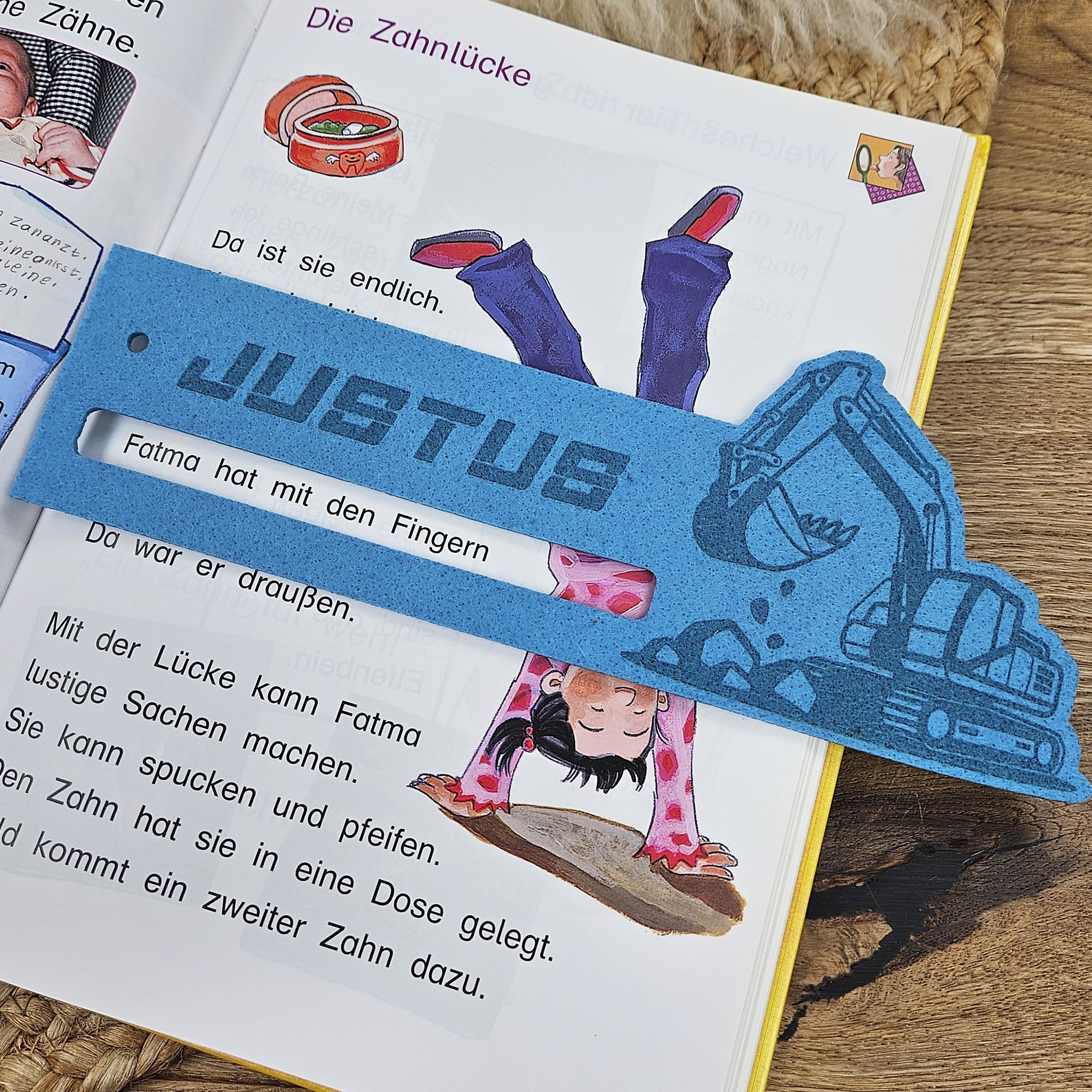 Personalisierte Lesehilfe "Bagger" für Leseanfänger zum Schulstart, Einschulung, Schultüte, Schulanfang Grundschule