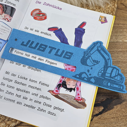 Personalisierte Lesehilfe "Bagger" für Leseanfänger zum Schulstart, Einschulung, Schultüte, Schulanfang Grundschule