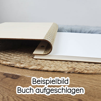 Personalisiertes Holz-Gästebuch Hochzeit mit Wunschmotiv, Farbe walnuss, Hochzeitsgästebuch, Holzbuch