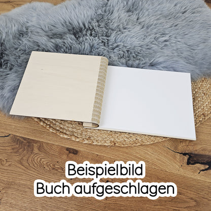 Personalisiertes Holz-Gästebuch Geburtstag, Farbwahl, Motiv "große Zahl", Holzbuch
