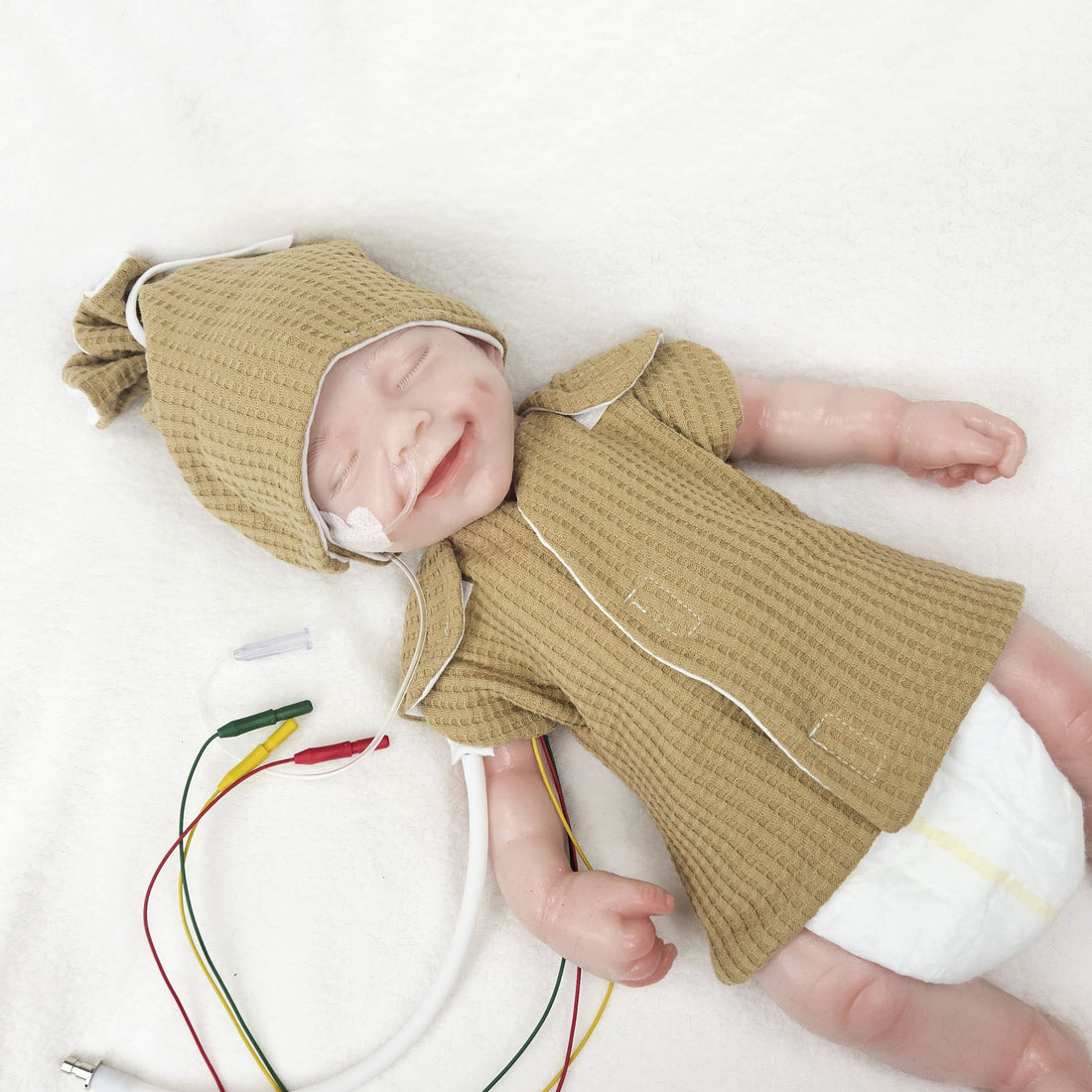 Adaptives Frühchen Shirt/Bodywrap "uni senf" Waffelpique