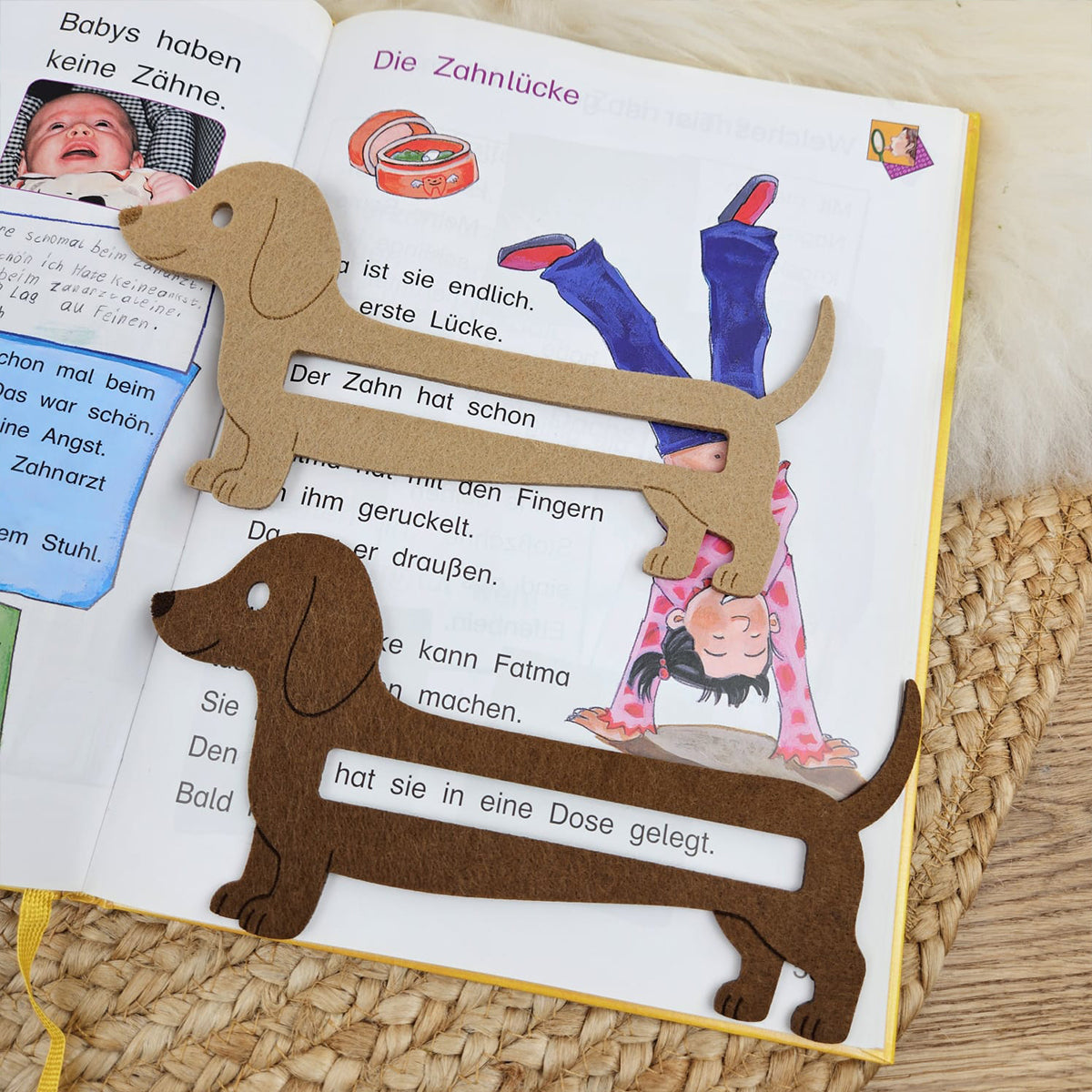 Große Lesehilfe Dackel, Lesedackel, Leseanfänger zum Schulstart, Einschulung, Schultüte, Schulanfang Grundschule