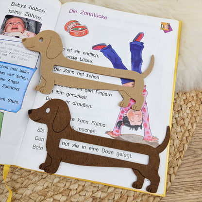 Große Lesehilfe Dackel, Lesedackel, Leseanfänger zum Schulstart, Einschulung, Schultüte, Schulanfang Grundschule