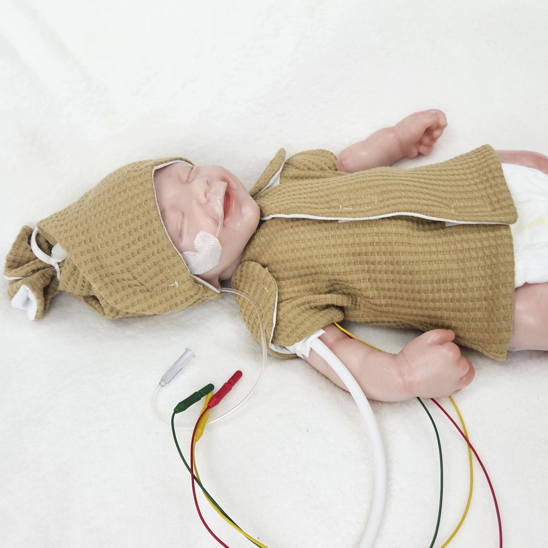 Adaptives Frühchen Shirt/Bodywrap "uni senf" Waffelpique