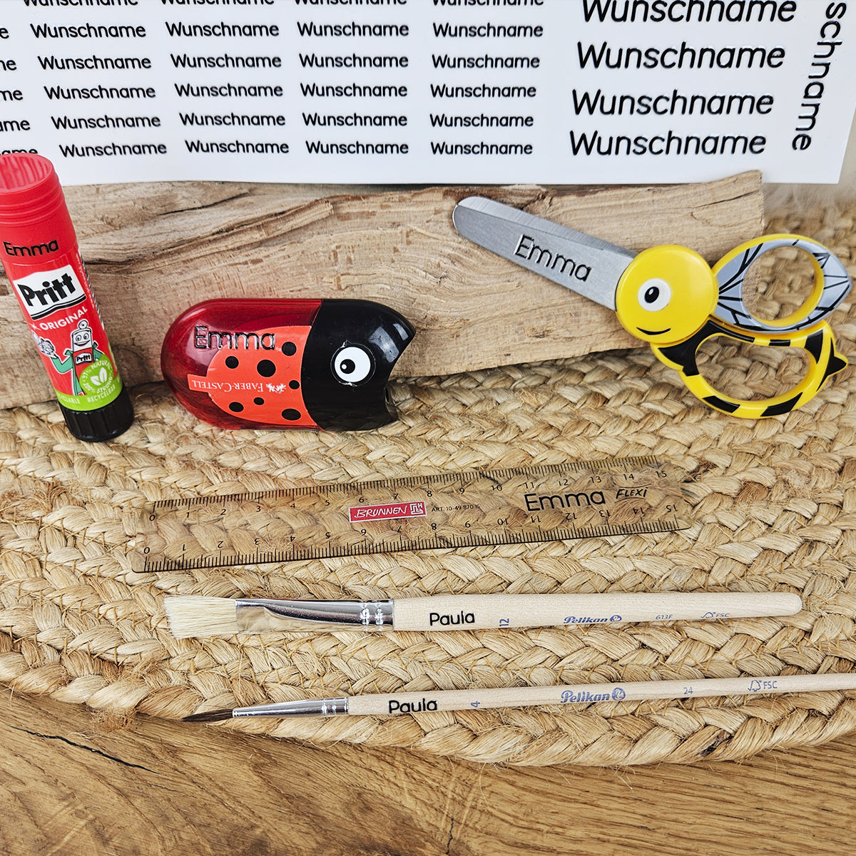 Personalisierte Rub-Ons mit Wunschnamen, Namensaufkleber für Schule, KITA &amp; Alltag