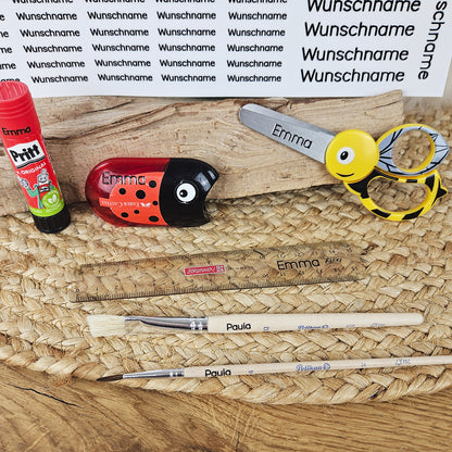 Personalisierte Rub-Ons mit Wunschnamen, Namensaufkleber für Schule, KITA &amp; Alltag
