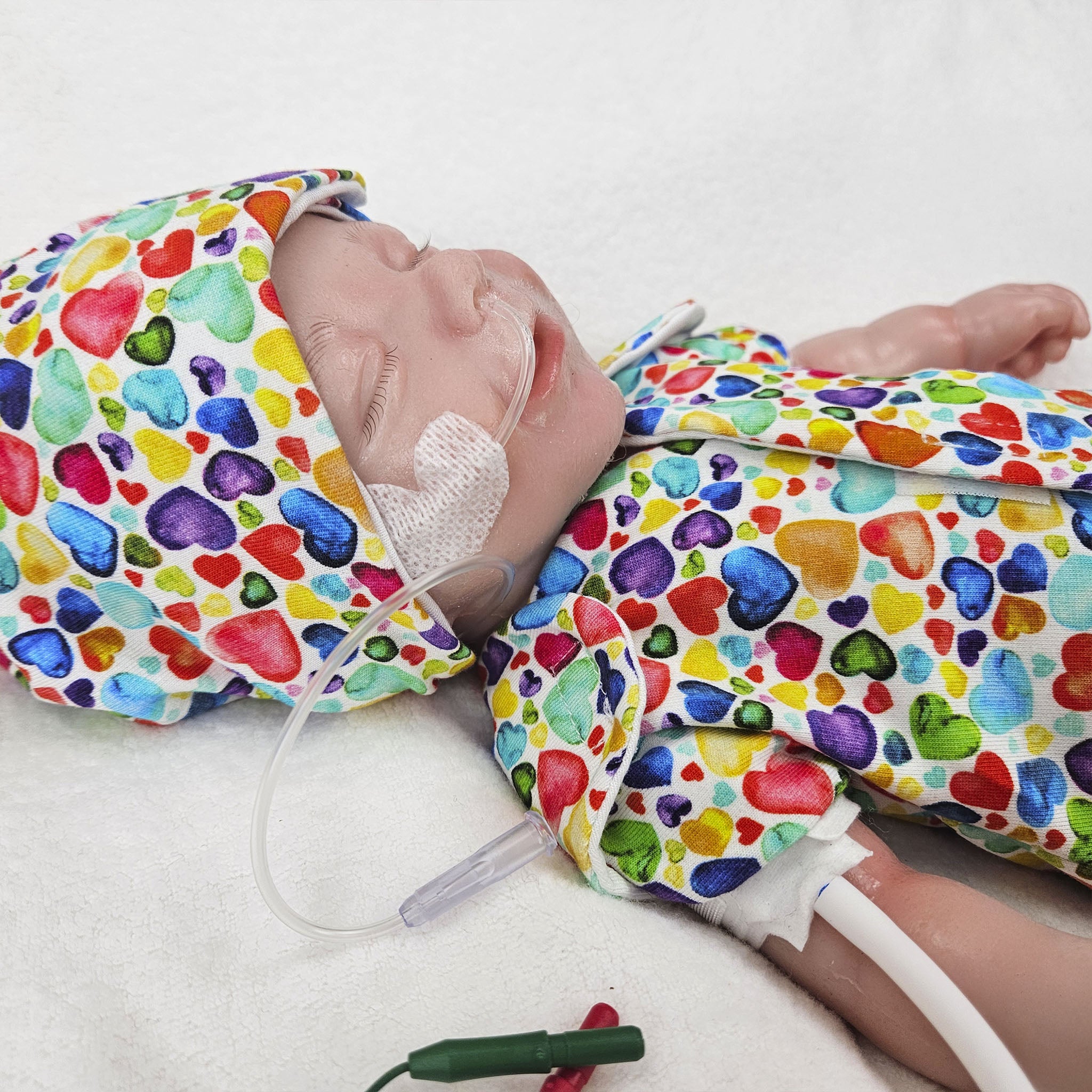 Adaptives Frühchen Shirt/Bodywrap "Regenbogen Herzen"
