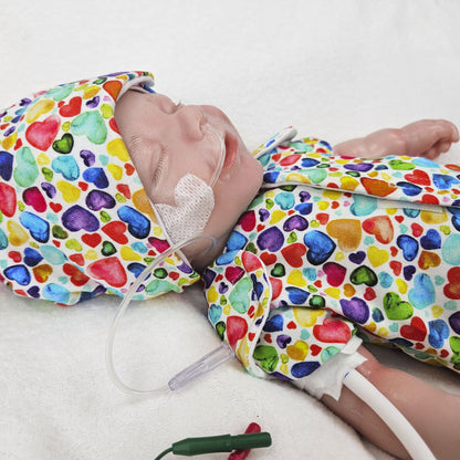 Adaptives Frühchen Shirt/Bodywrap "Regenbogen Herzen"