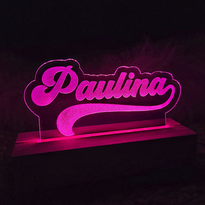 Personalisiertes Nachtlicht, 7 Farben und 2 Farbwechsel-Modi, LED Lampe mit Wunschname personalisiert, Nachtlampe