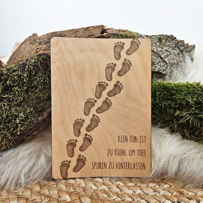 Echtholz Karte Sternenkind "kein Fuß ist zu klein..." Kondolenzkarte / Trauerkarte / Beileidskarte Fehlgeburt Postkarte Holz / Holzkarte