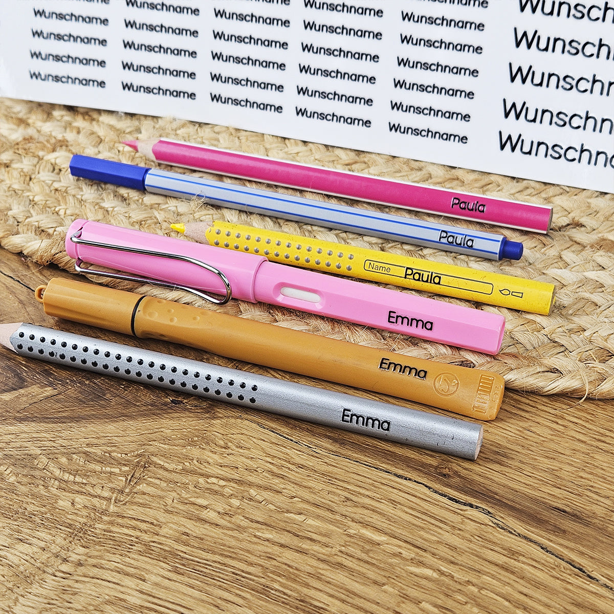 Personalisierte Rub-Ons mit Wunschnamen, Namensaufkleber für Schule, KITA &amp; Alltag