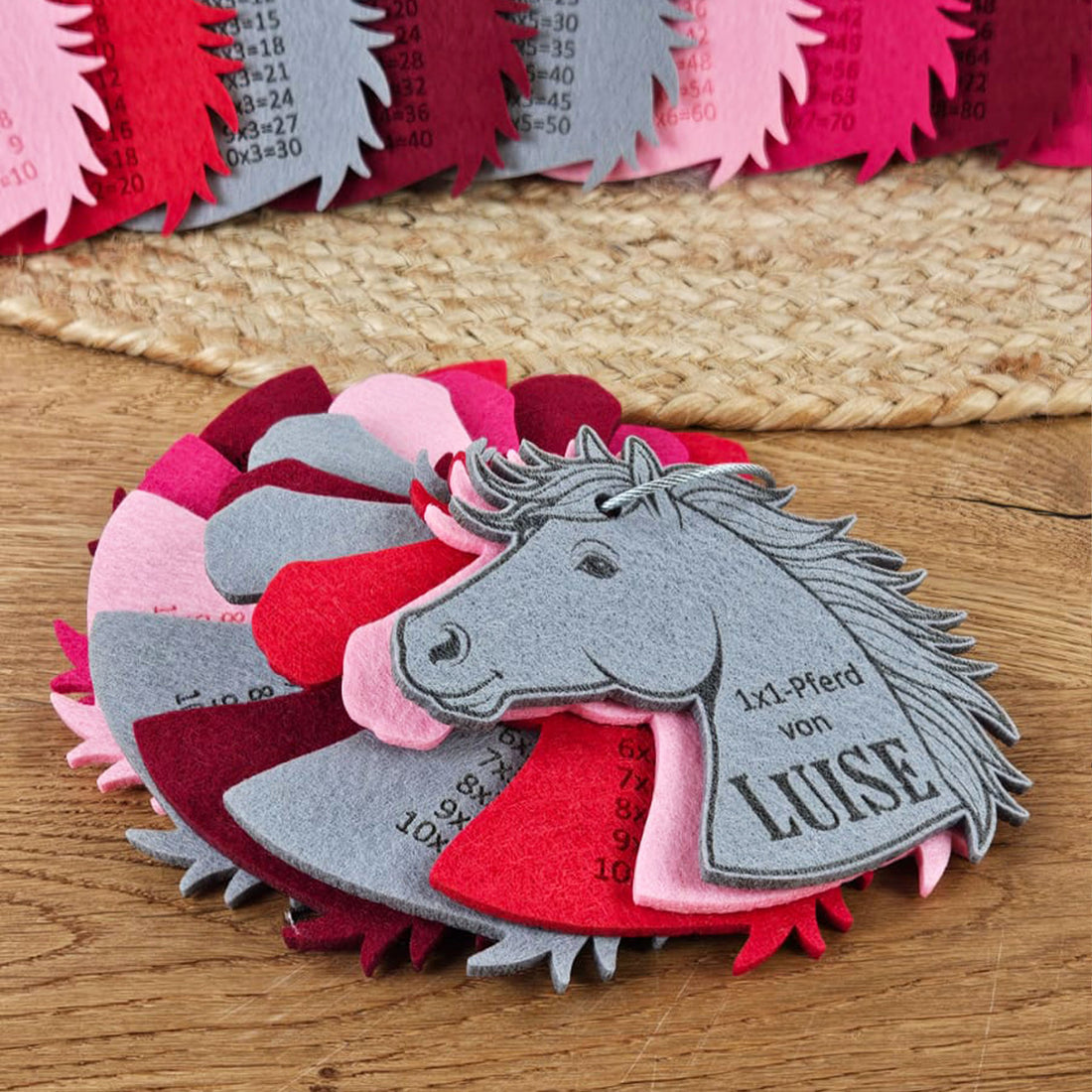 Personalisierte 1x1 Lernkarten Pferd, Lernhilfe 1x1, 10 Lerntafeln Mathematik Grundschule, Multiplikationskarten
