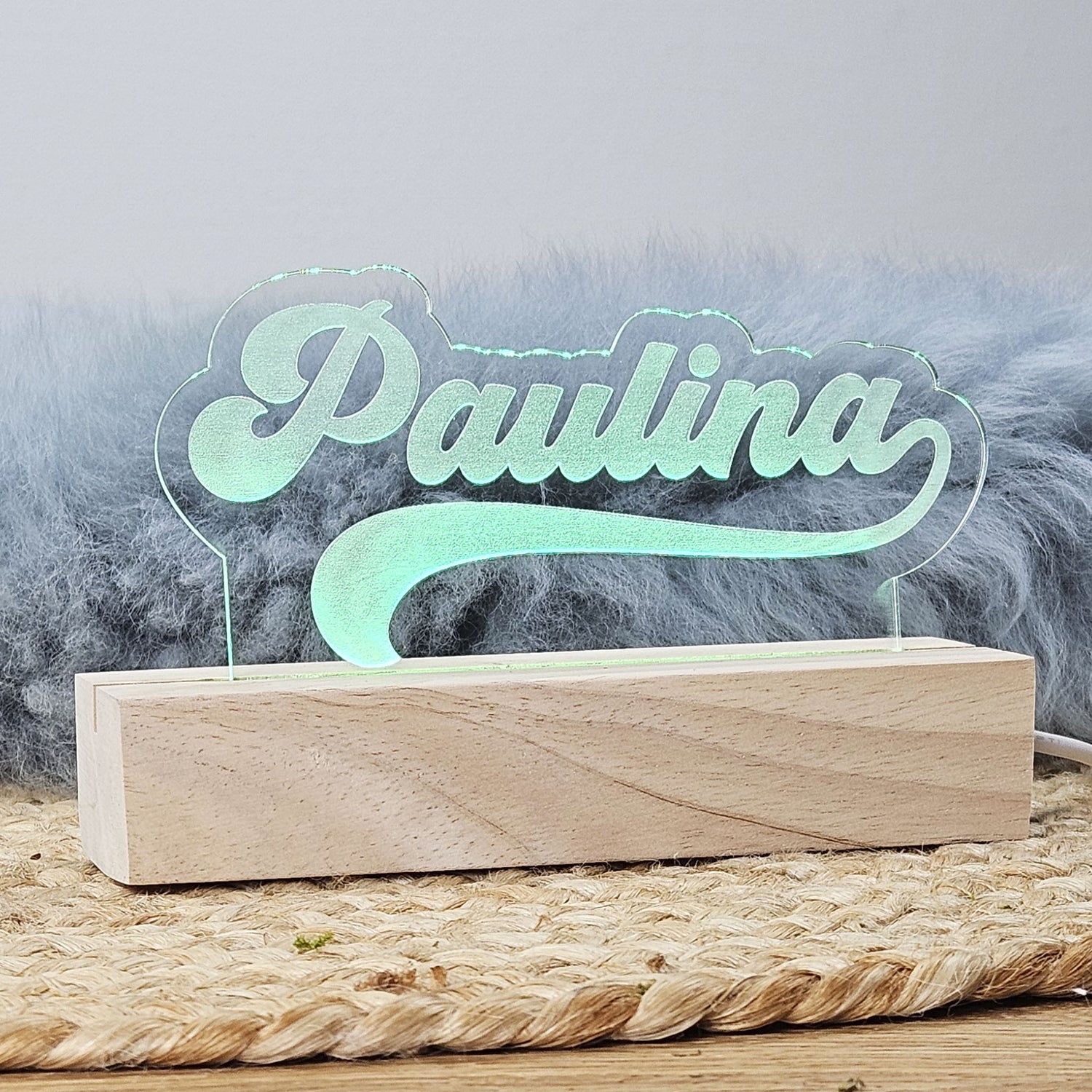 Personalisiertes Nachtlicht, 7 Farben und 2 Farbwechsel-Modi, LED Lampe mit Wunschname personalisiert, Nachtlampe