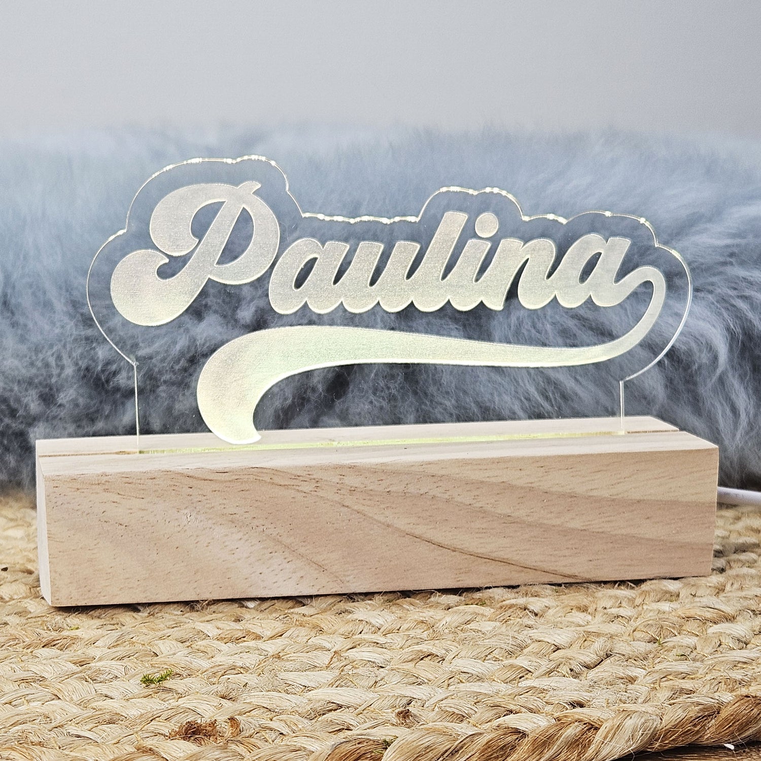 Personalisiertes Nachtlicht, 7 Farben und 2 Farbwechsel-Modi, LED Lampe mit Wunschname personalisiert, Nachtlampe