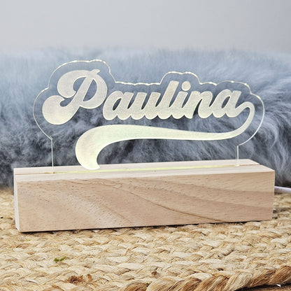 Personalisiertes Nachtlicht, 7 Farben und 2 Farbwechsel-Modi, LED Lampe mit Wunschname personalisiert, Nachtlampe