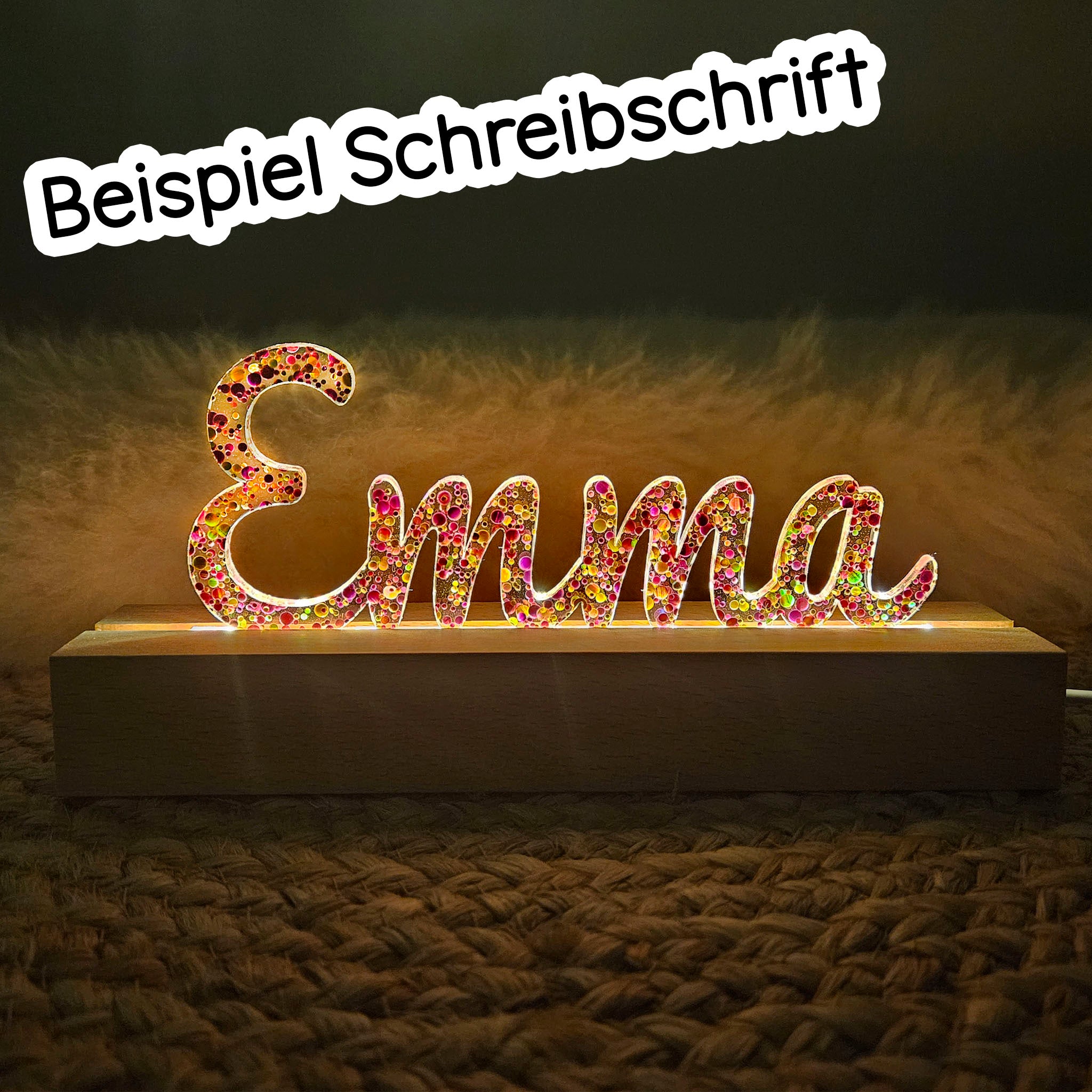 Großes, personalisiertes Nachtlicht Stern-Glitter, LED Lampe mit Wunschname personalisiert