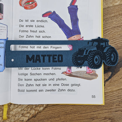 Personalisierte Lesehilfe "Trecker" für Leseanfänger zum Schulstart, Einschulung, Schultüte, Schulanfang Grundschule