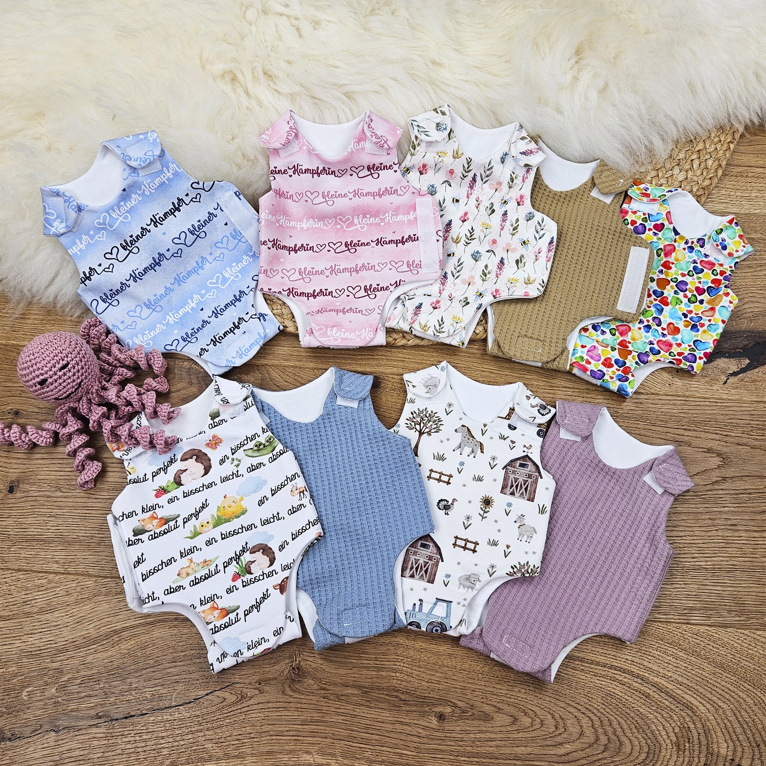Adaptiver Frühchen Body "Regenbogen Herzen"
