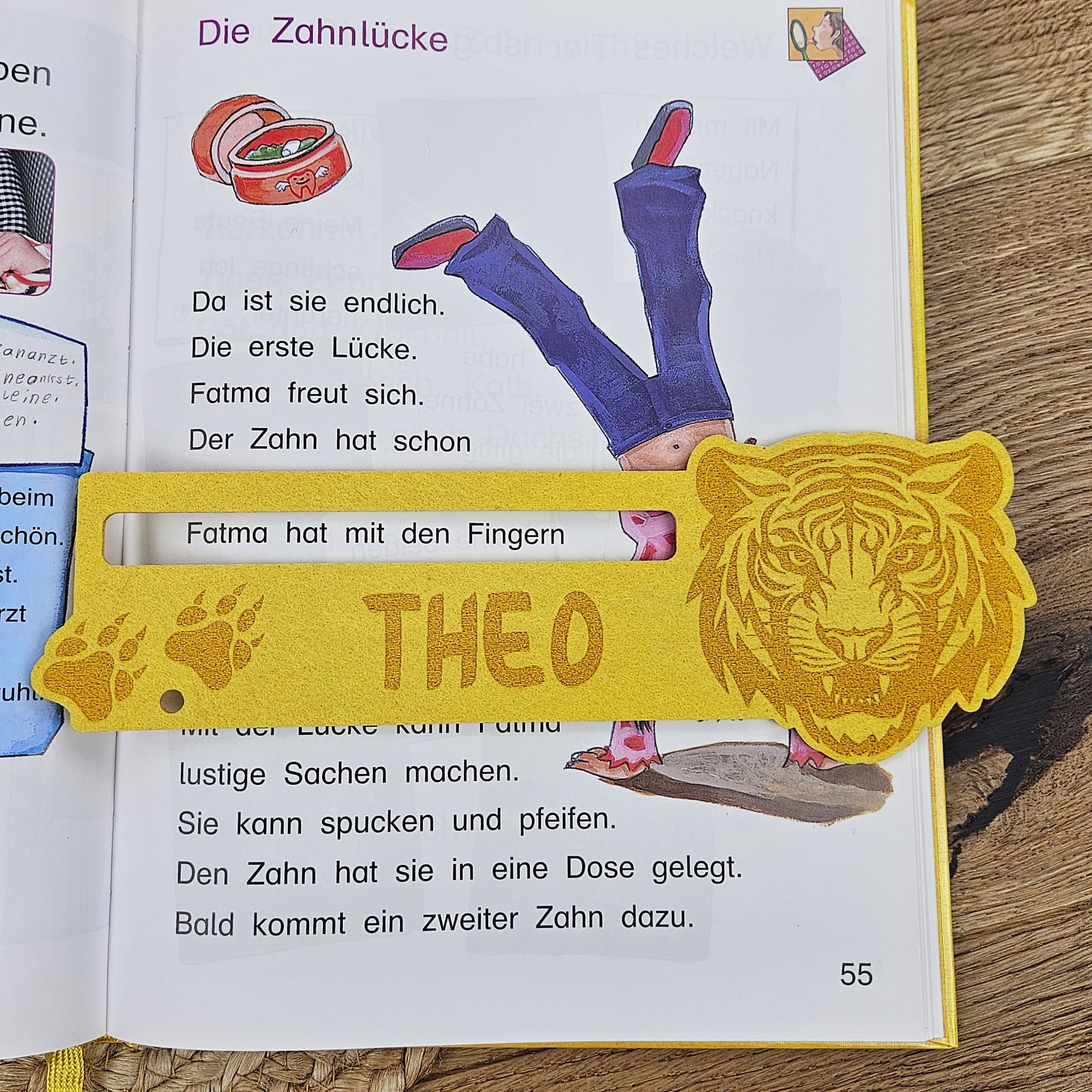 Personalisierte Lesehilfe "Tiger" für Leseanfänger zum Schulstart, Einschulung, Schultüte, Schulanfang Grundschule