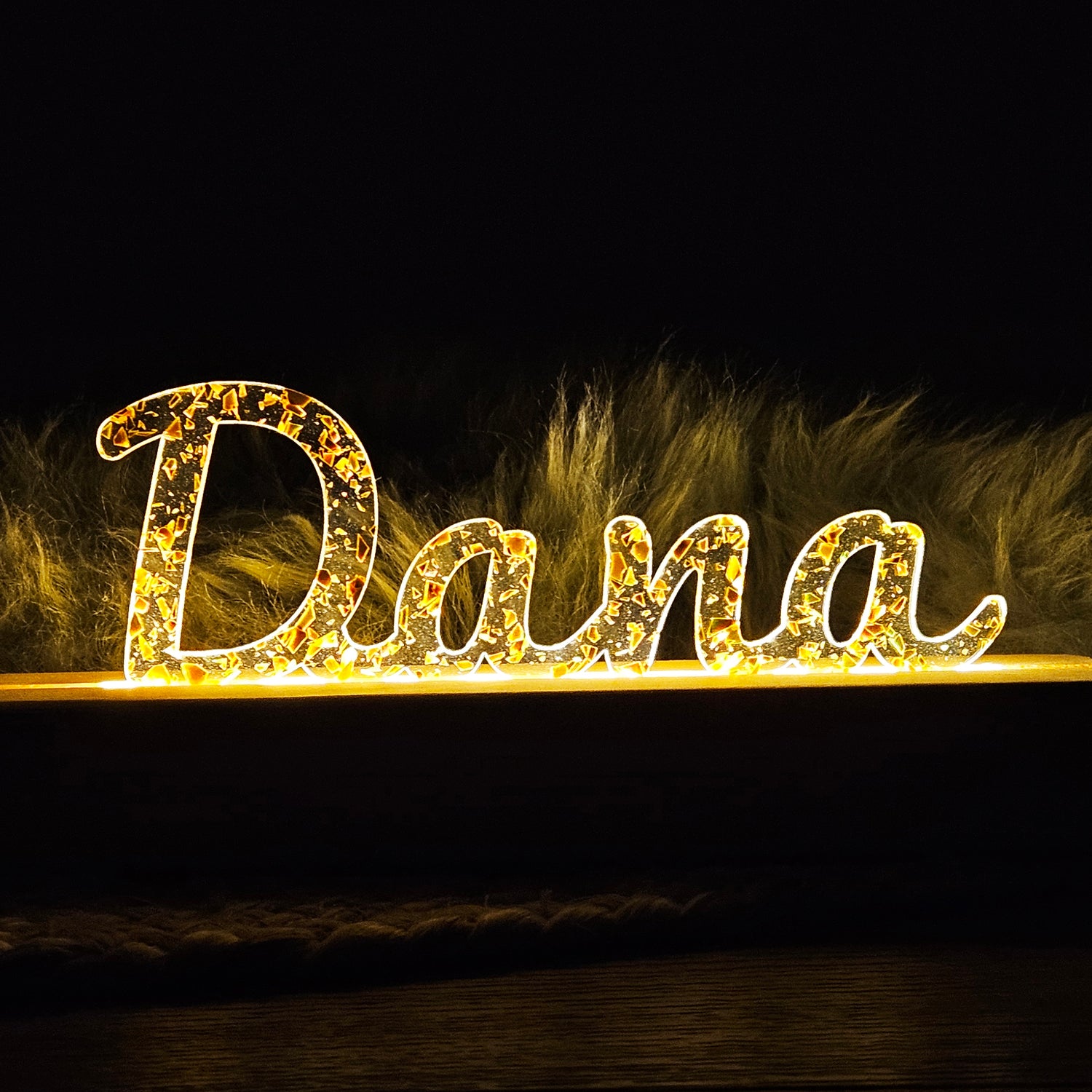 Großes, personalisiertes Nachtlicht Glitter-Konfetti gold, LED Lampe mit Wunschname personalisiert (Kopie)