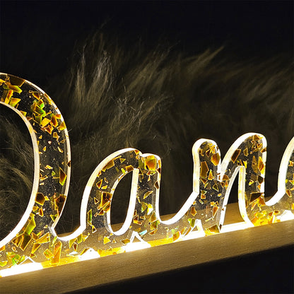 Großes, personalisiertes Nachtlicht Glitter-Konfetti gold, LED Lampe mit Wunschname personalisiert (Kopie)