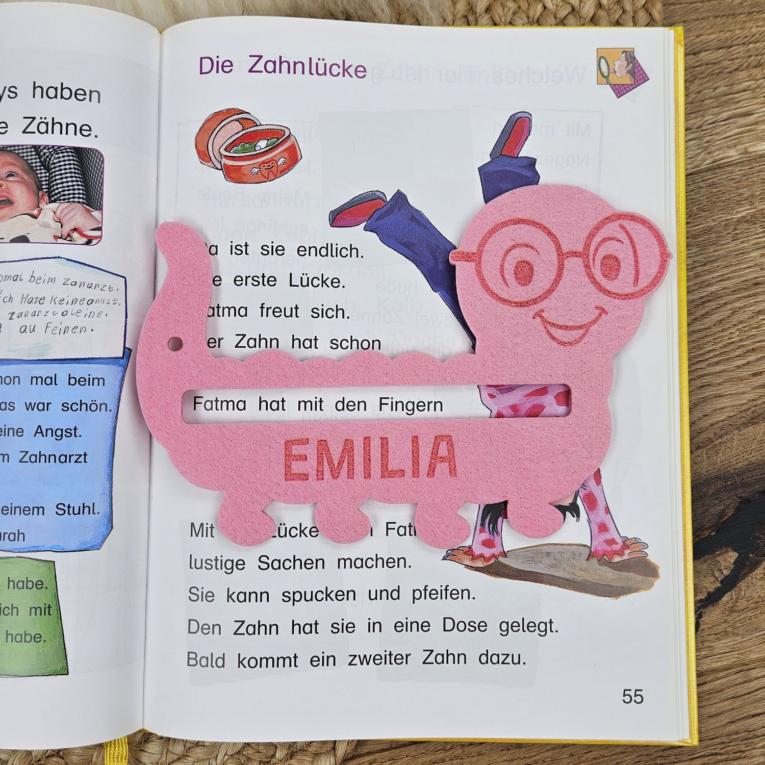 Personalisierte Lesehilfe "Bücherwurm" für Leseanfänger zum Schulstart, Einschulung, Schultüte, Schulanfang Grundschule