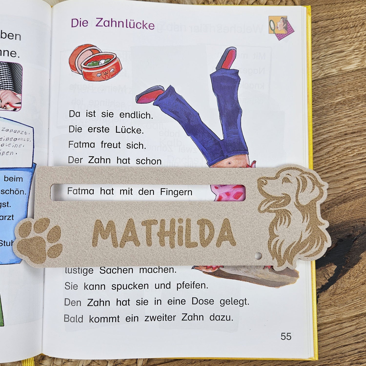Personalisierte Lesehilfe "Hund" für Leseanfänger zum Schulstart, Einschulung, Schultüte, Schulanfang Grundschule