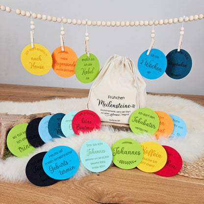 Personalisierte Meilensteine für Frühchen aus Filz