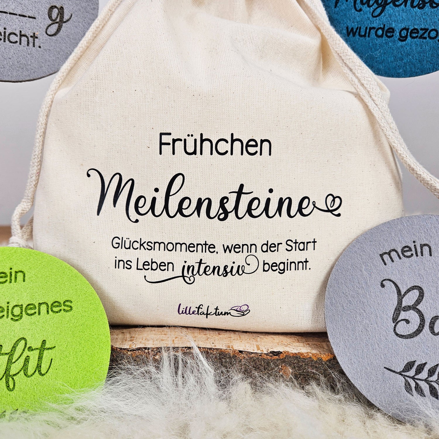 Personalisierte Meilensteine für Frühchen aus Filz