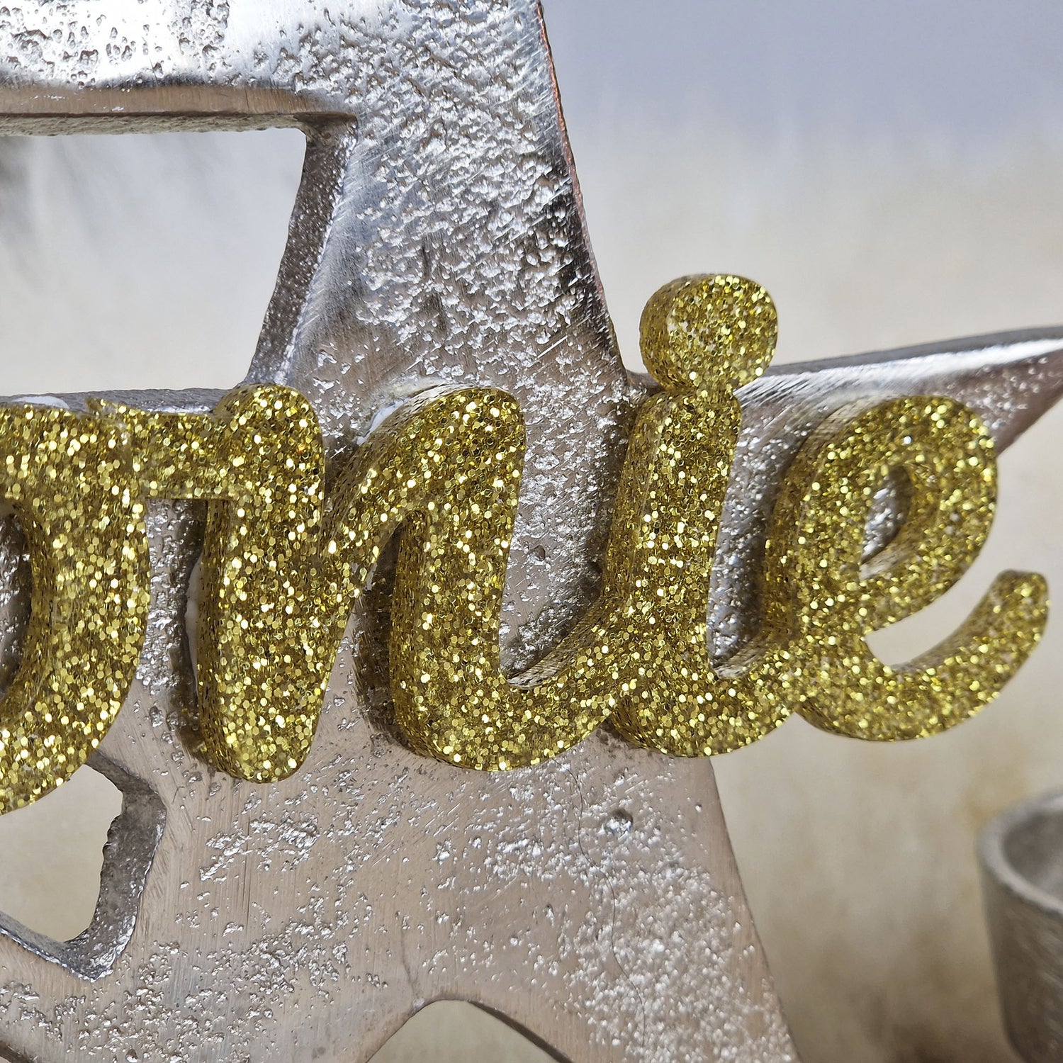 Personalisierter, großer Kerzenhalter "Sterne" mit goldener Schrift, Kerzenständer Taufkerze, Kommunionkerze Trauerkerze Sternenkind
