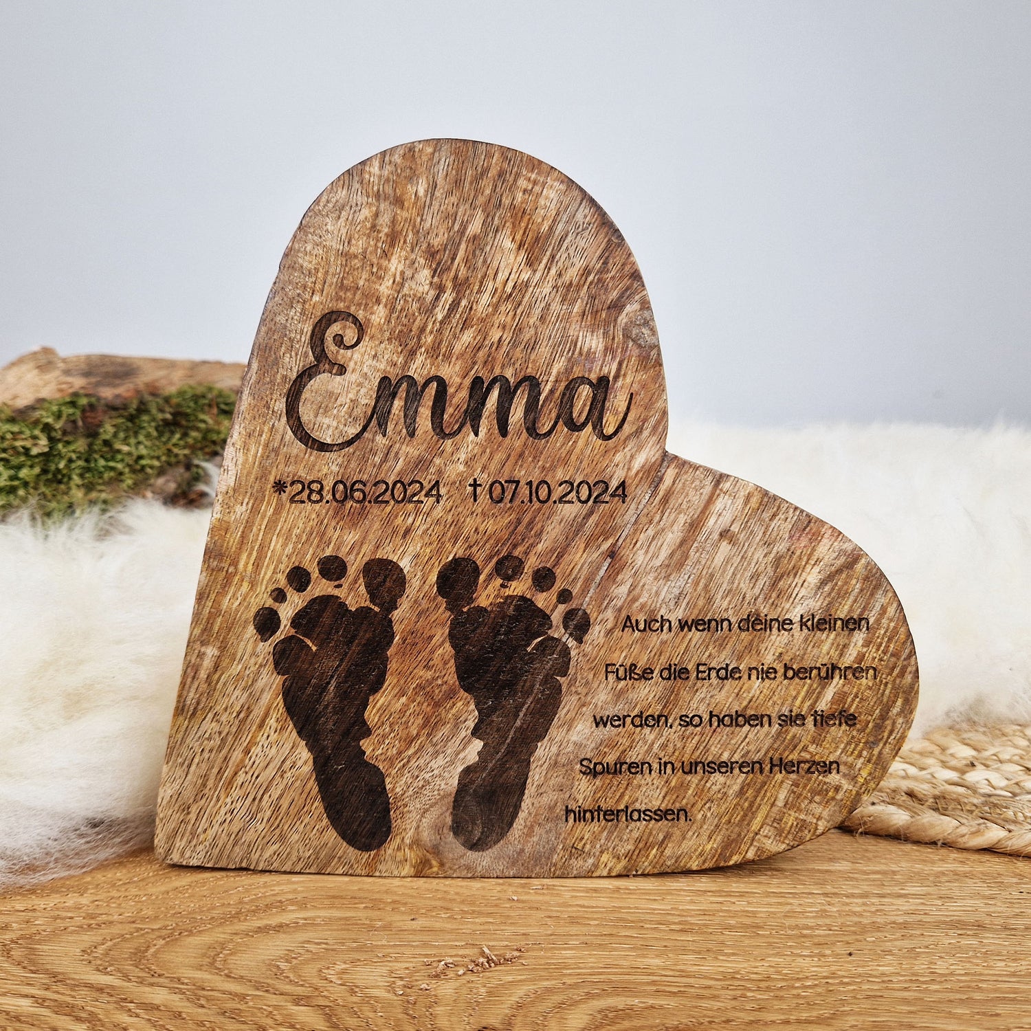 Großes, personalisiertes Holz Herz, Sternenkind Geschenk, Kondolenz, Anteilnahme, personalisiertes Geschenk,  Erinnerung, Frühchen, Frühgeburt (Kopie)